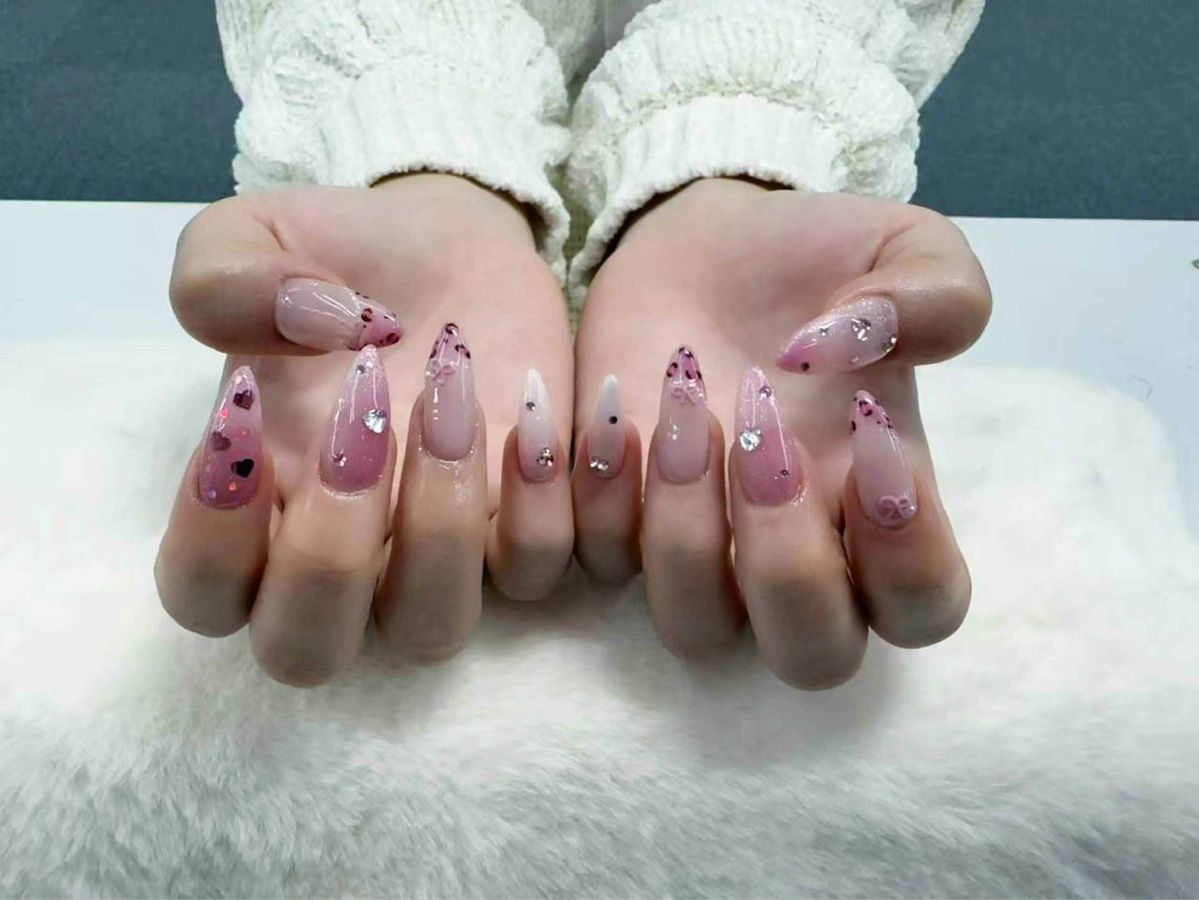 ネイル フラッシュネイル ハート マグネットネイル バレンタイン HALO ネイルモデル募集中のネイルデザイン