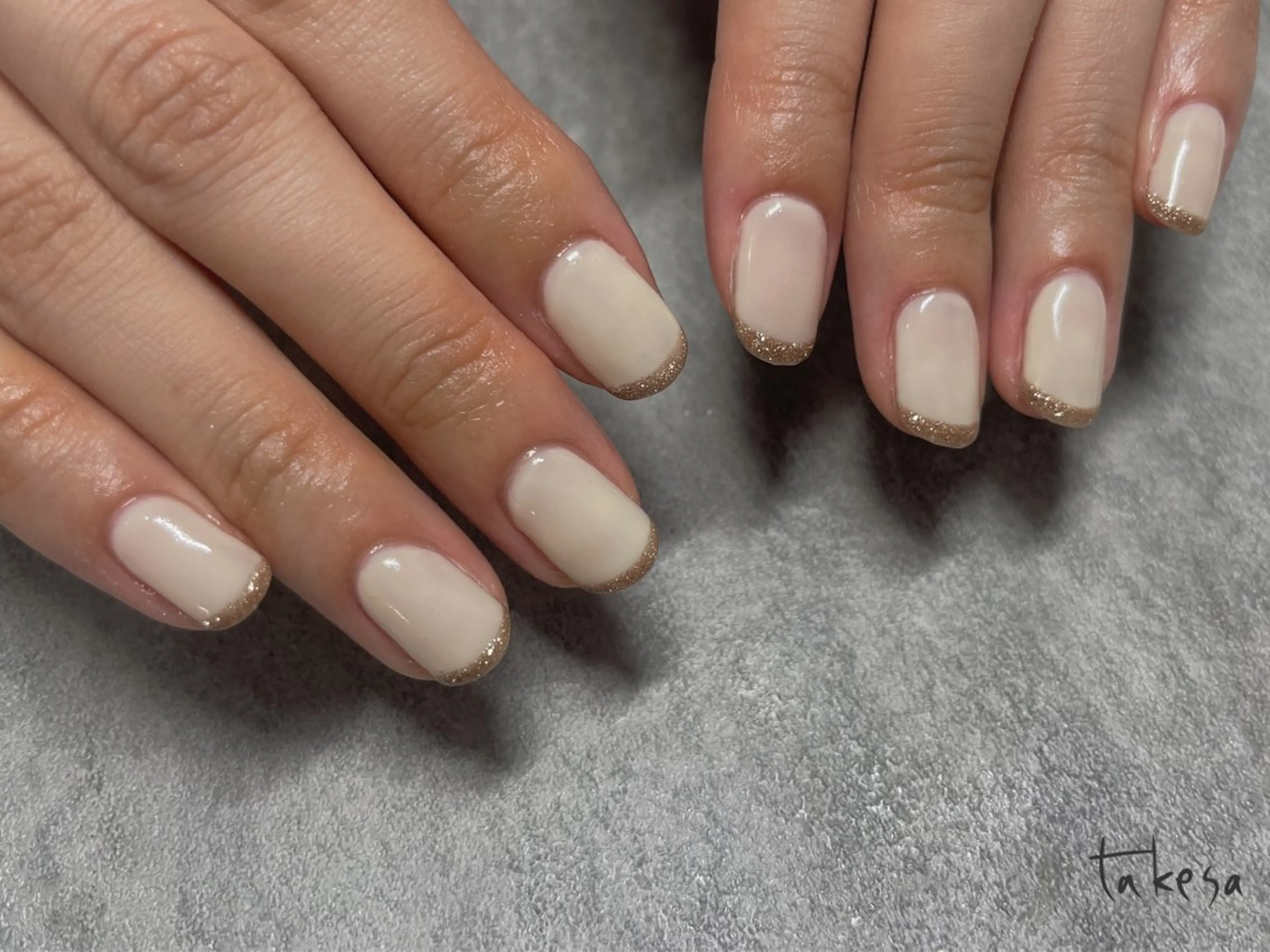 【オフあり】ハンドネイル 【フレンチ】※クリアベース太フレンチorベースカラー+スキニーフレンチ ※カラー1色の写真