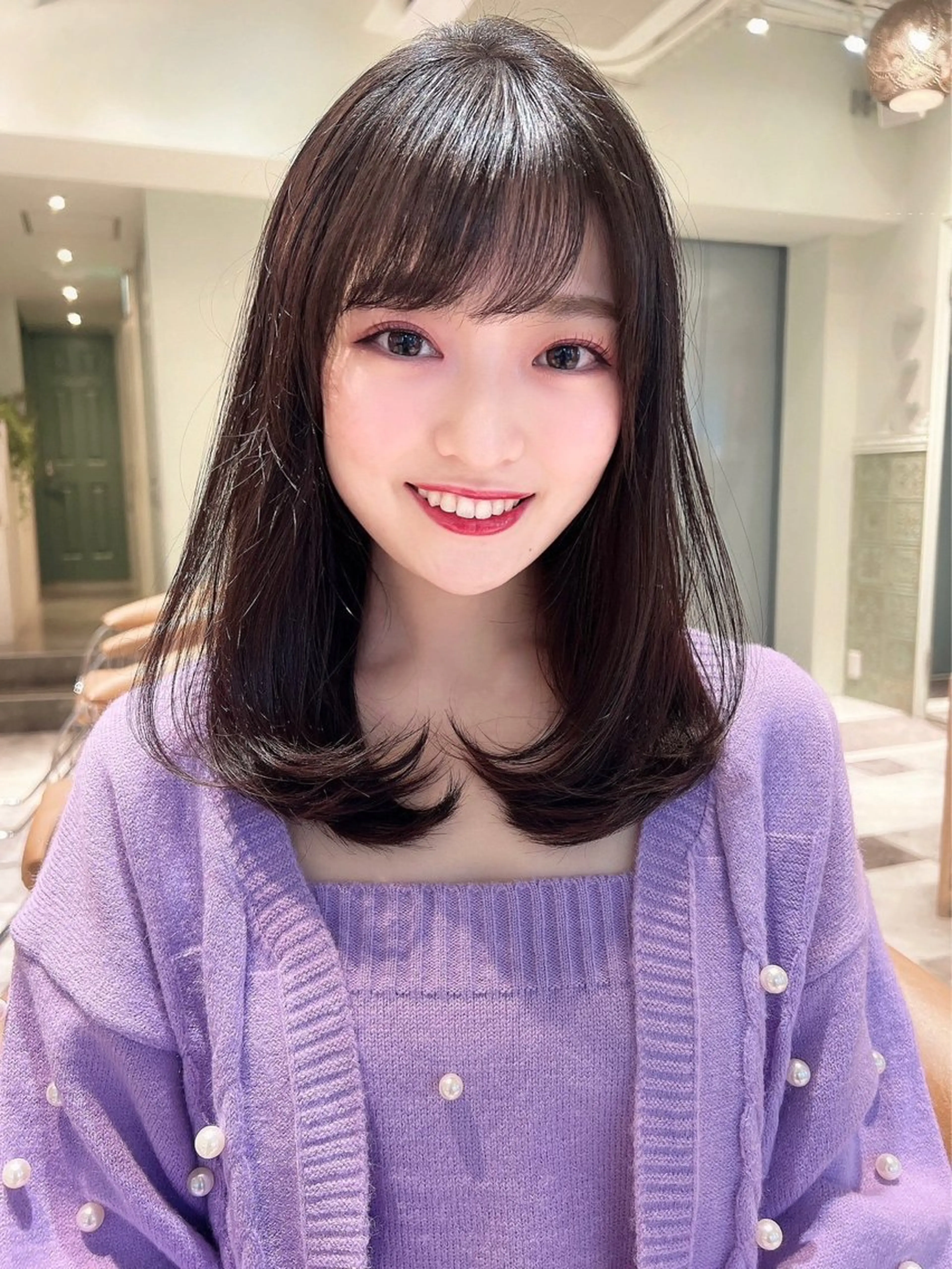 セミロング ボブ ハイライト 髪質改善 韓国風ヘア 小顔カット 似合わせカラーの達人 ダブルカラー/森栄範のヘアスタイル