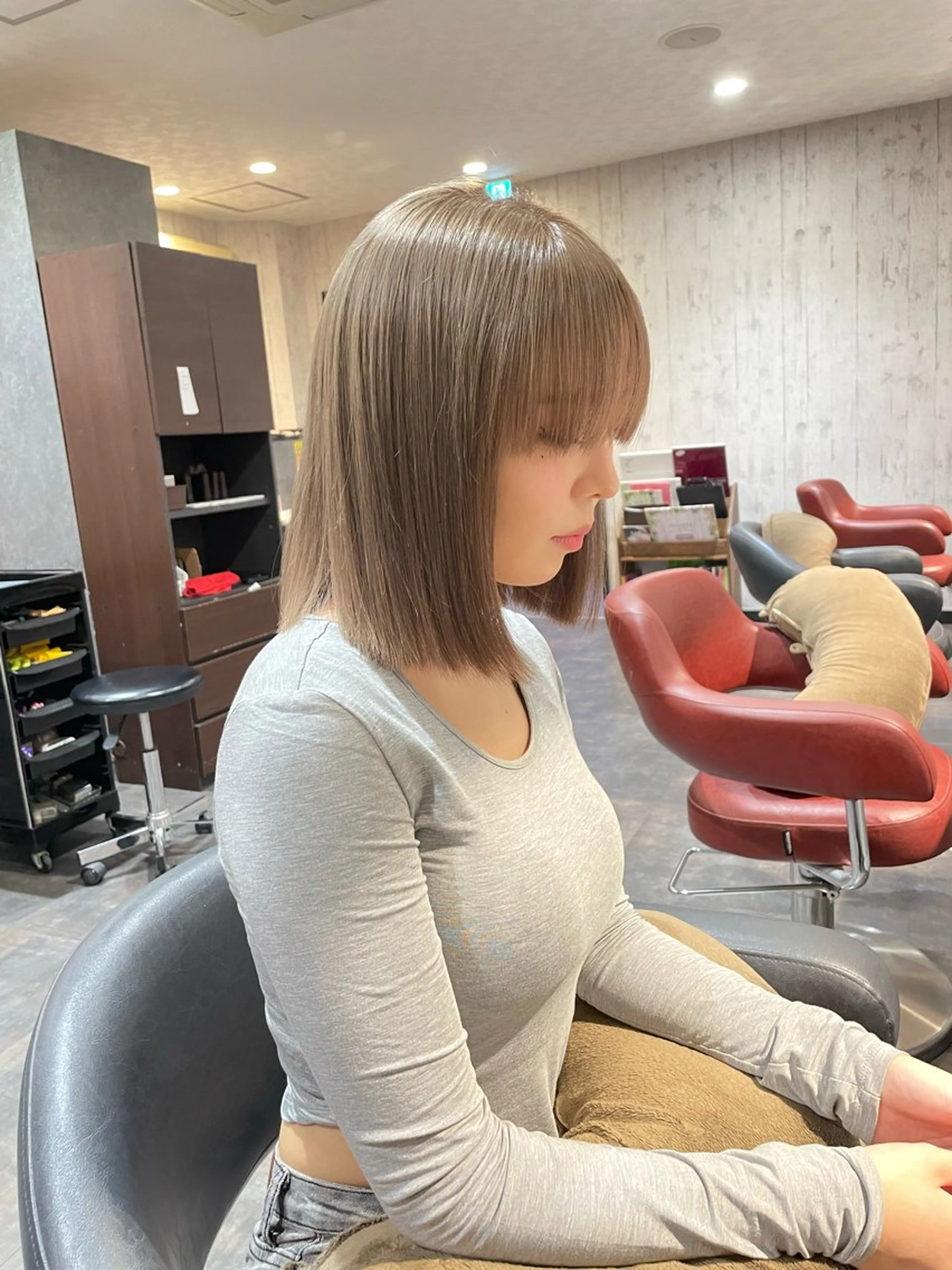 ショート カラー 前下がりボブ グレージュ ボブ カット ヘアカラー Wataru 髪質改善カラー💎のヘアスタイル