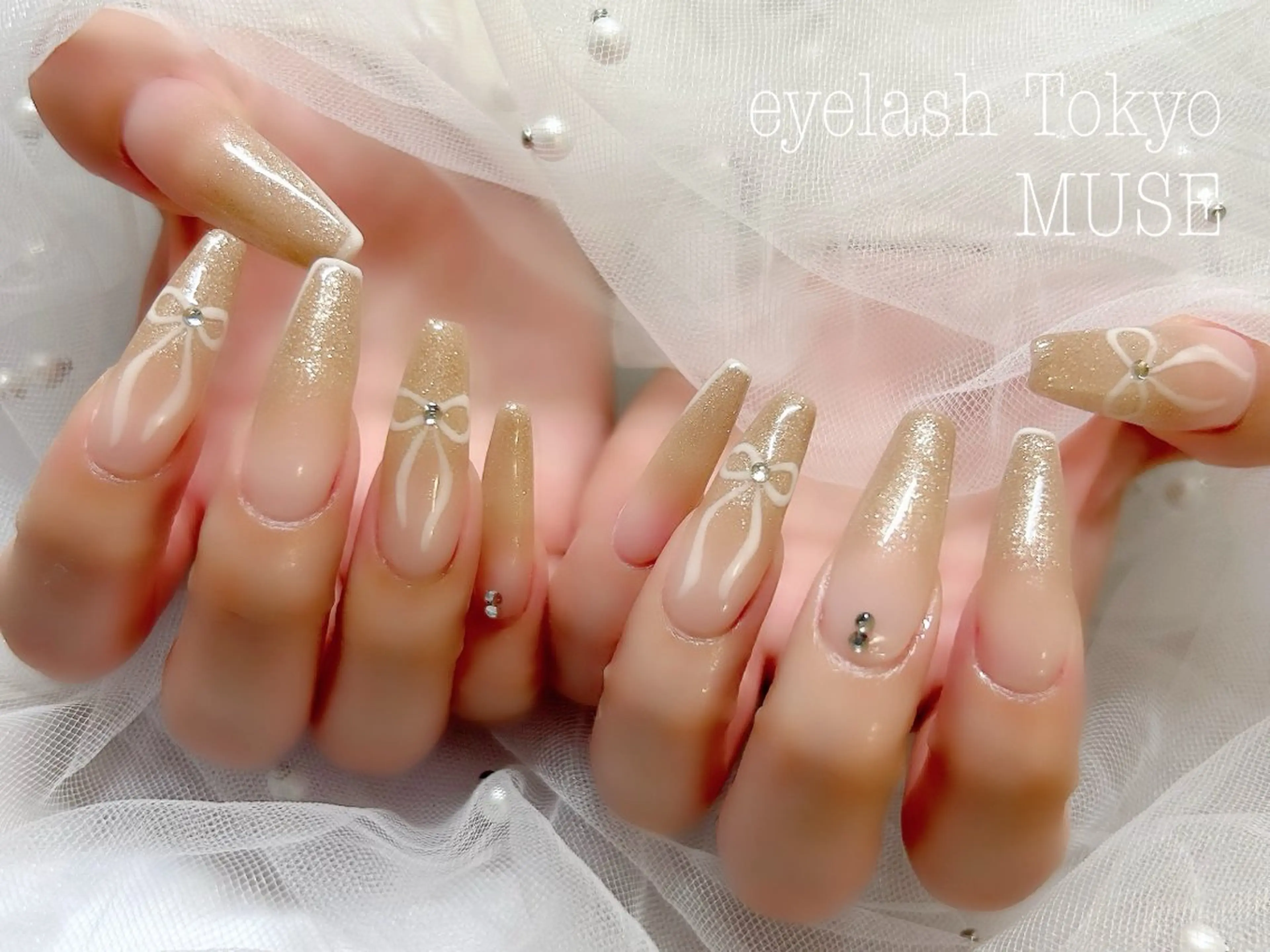 ネイル アートネイル ジェルネイル リボン バレンタイン tanaka ◡̈のネイルデザイン