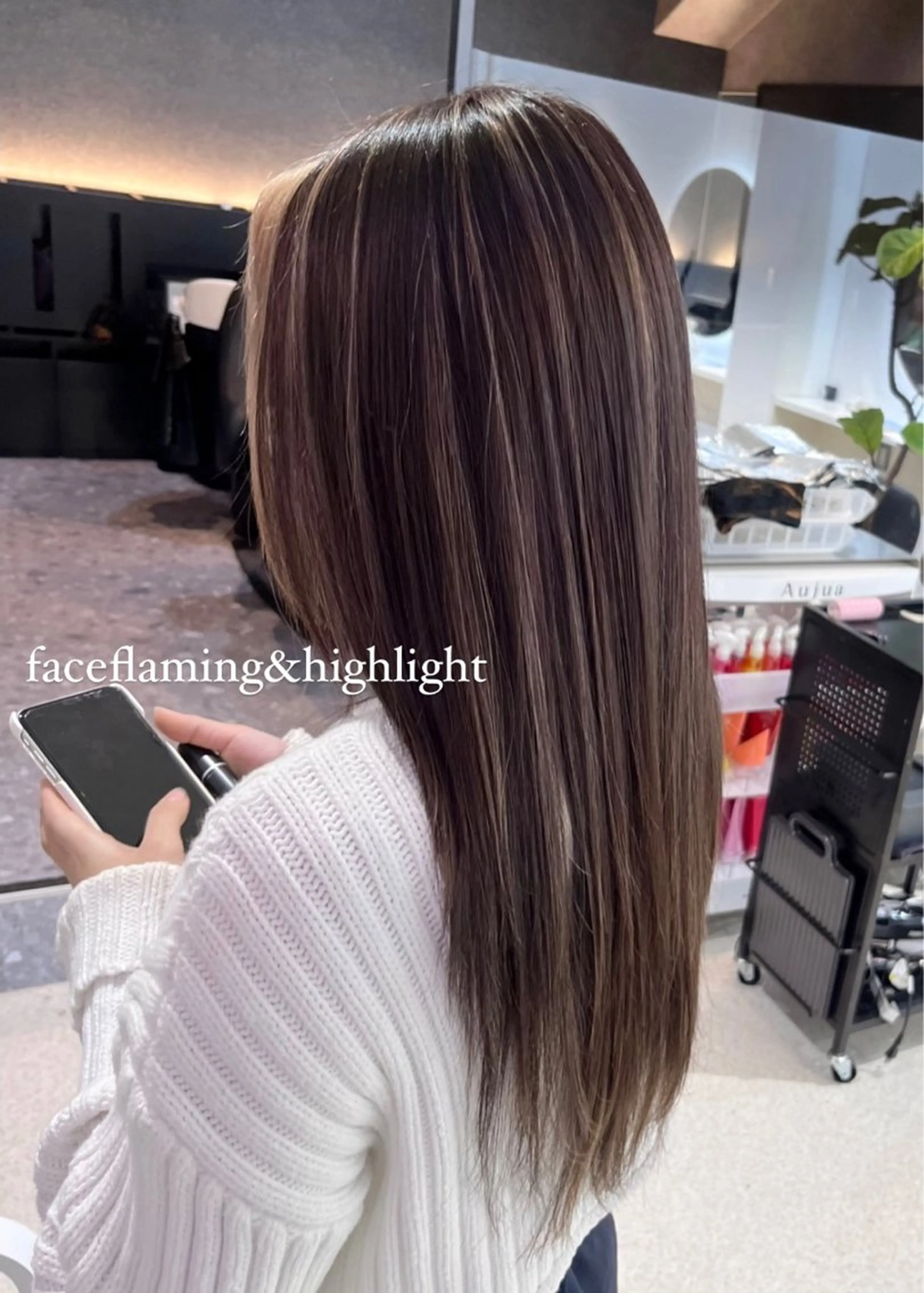 ロング カラー ミストバング  フェイスフレーミング ハイライトカラー ハイライト KANA🎀韓国 🇰🇷ハイライトのヘアスタイル