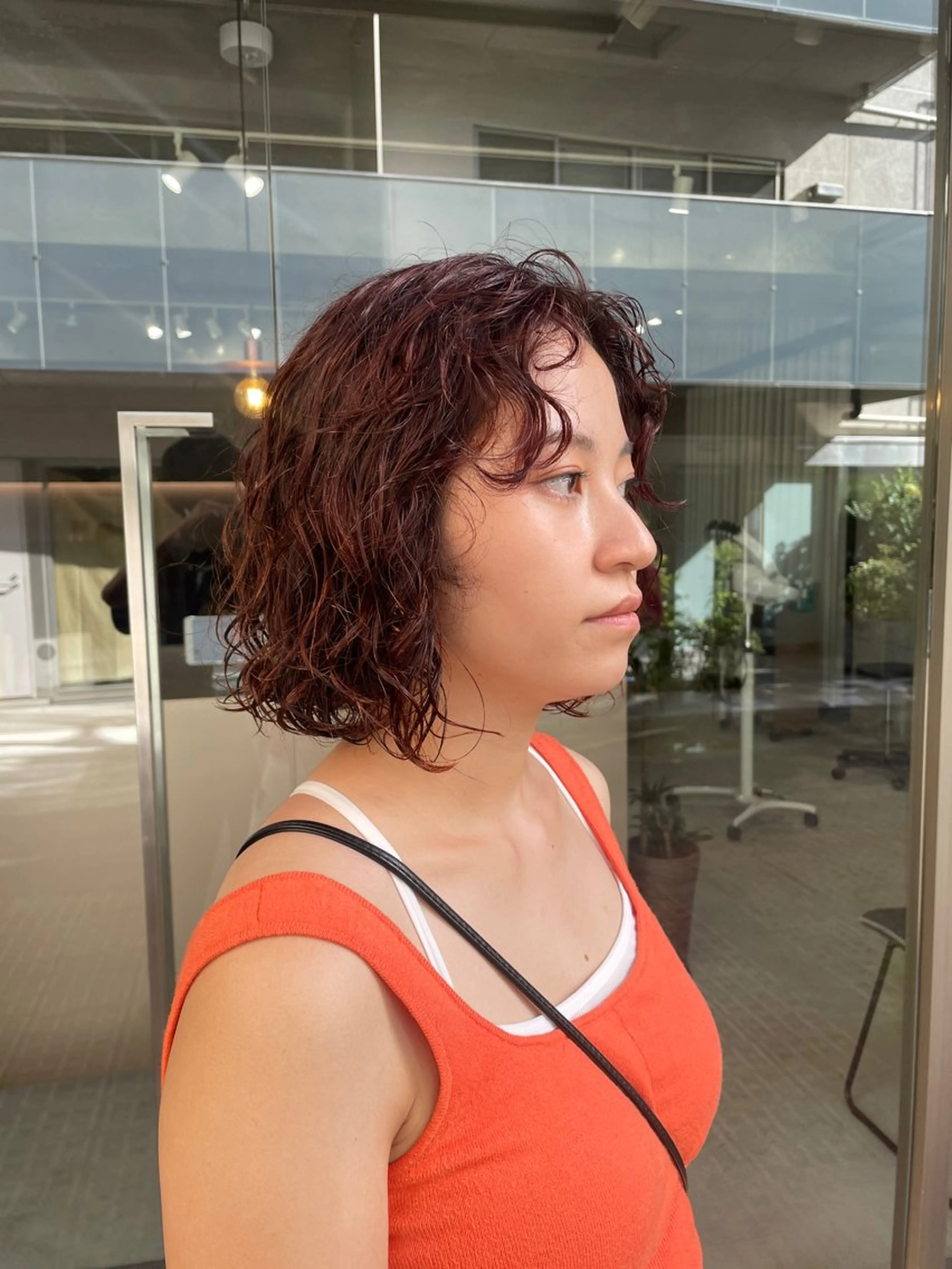 ミディアム カラー パーマ ブラウンカラー オレンジ オレンジブラウン 吉田一輝 外国人パーマのヘアスタイル