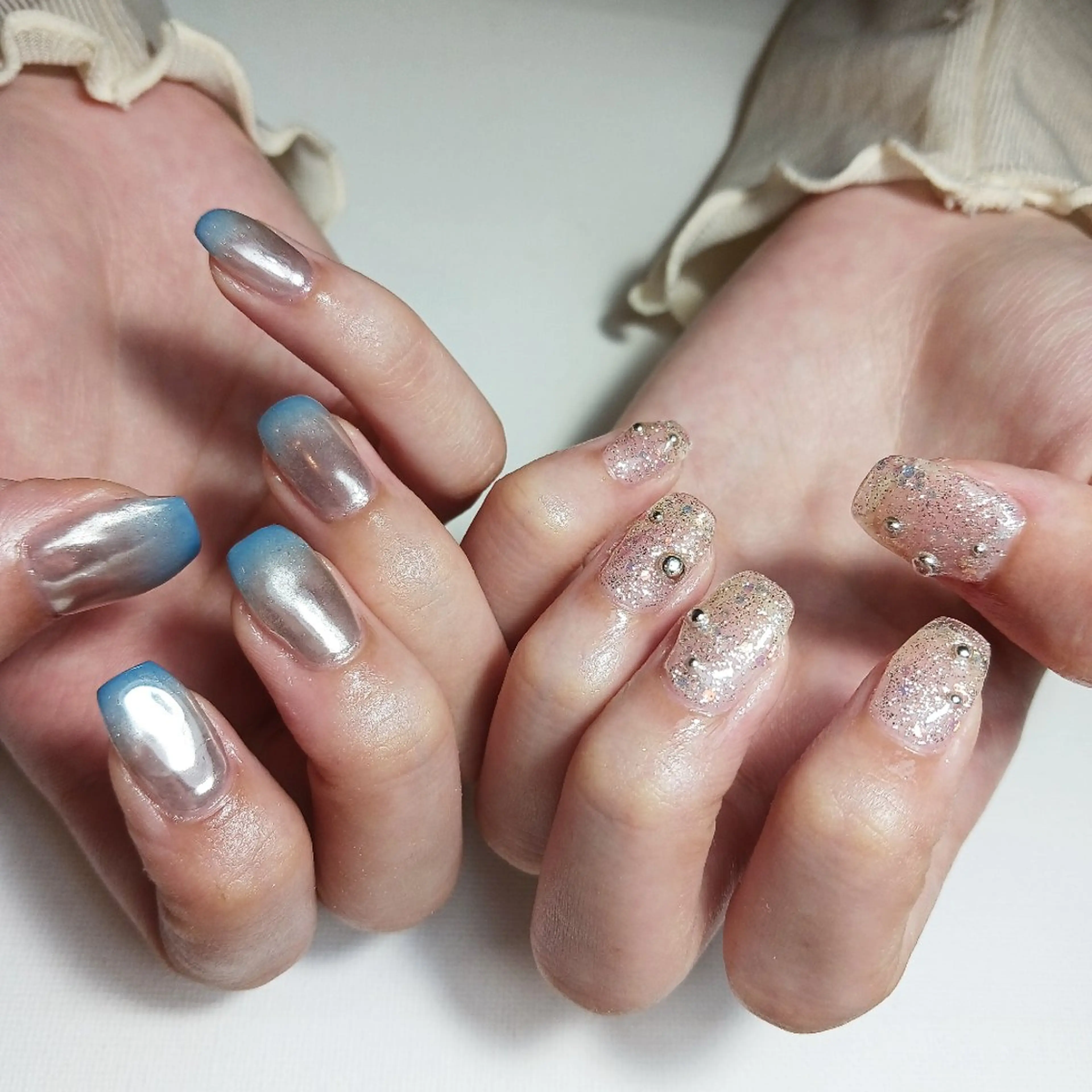 ネイル ジェルネイル ミラーネイル 持ち込み ショートネイル ハンドネイル owlnail /持込みデザイン専門のネイルデザイン