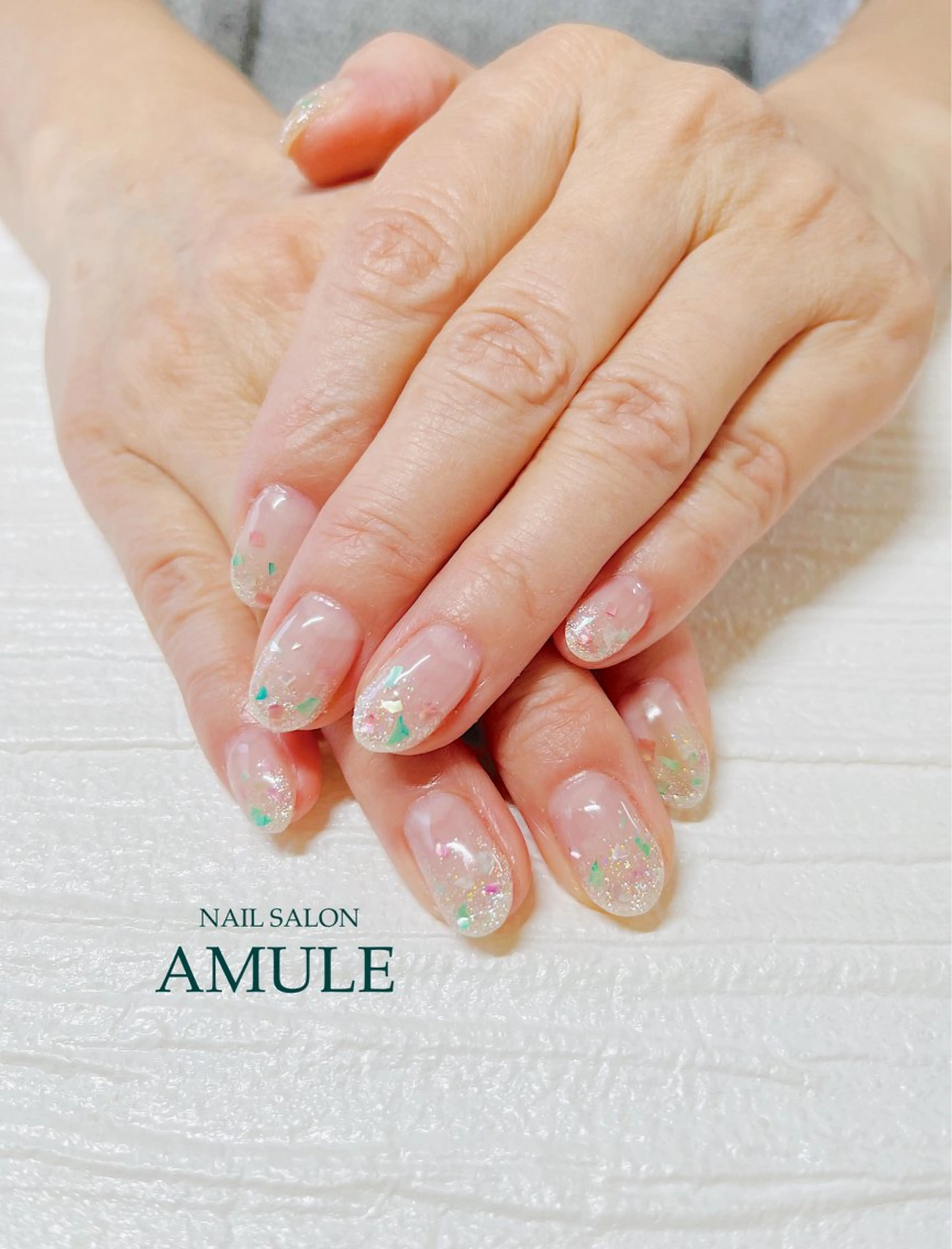 ネイル クリアネイル グラデーション ラメ(グリッター) ラメグラデーション NAILSALON AMULEのネイルデザイン