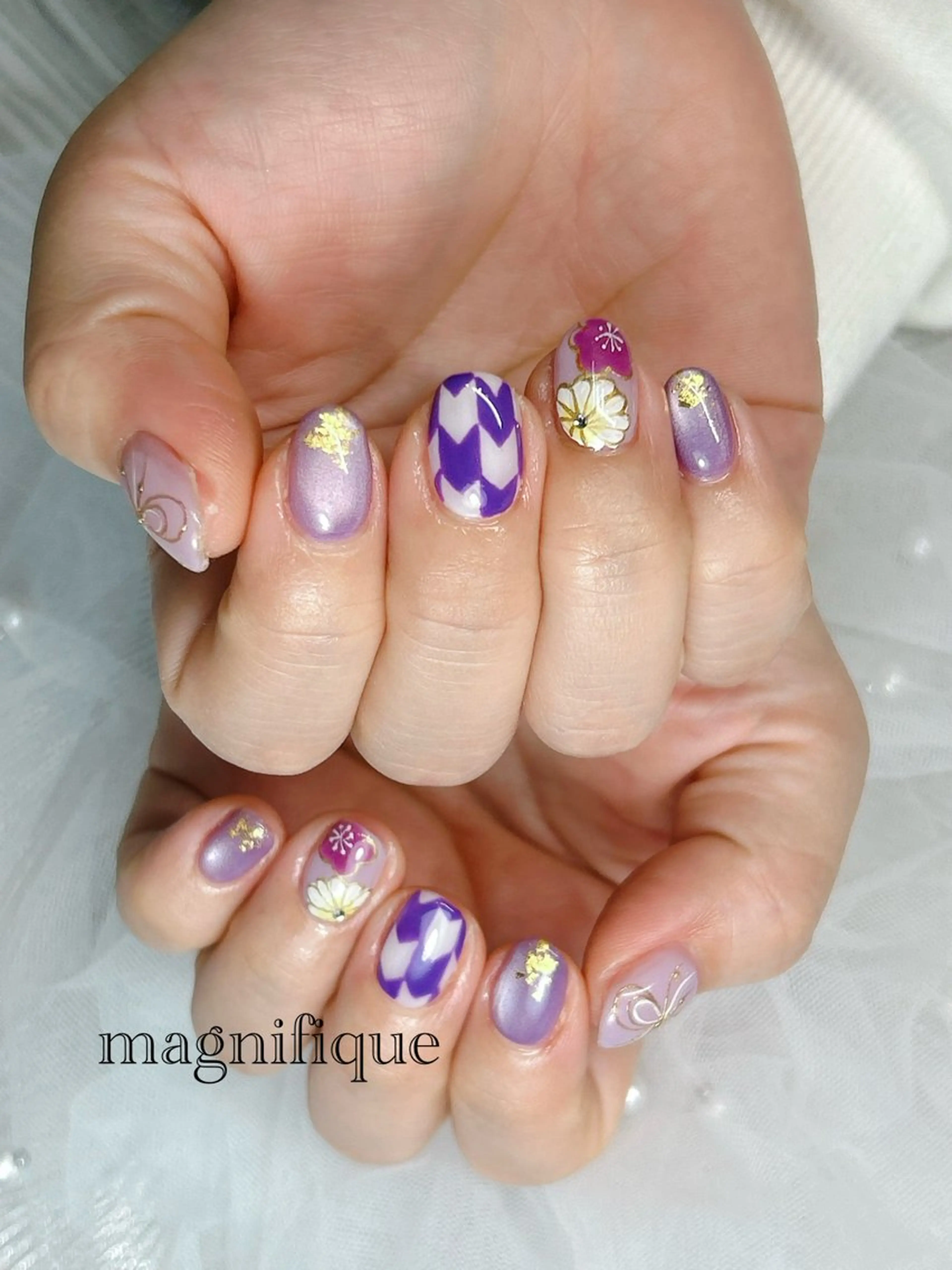 ネイル 春ネイル プライベートサロン マニフィークのネイルデザイン
