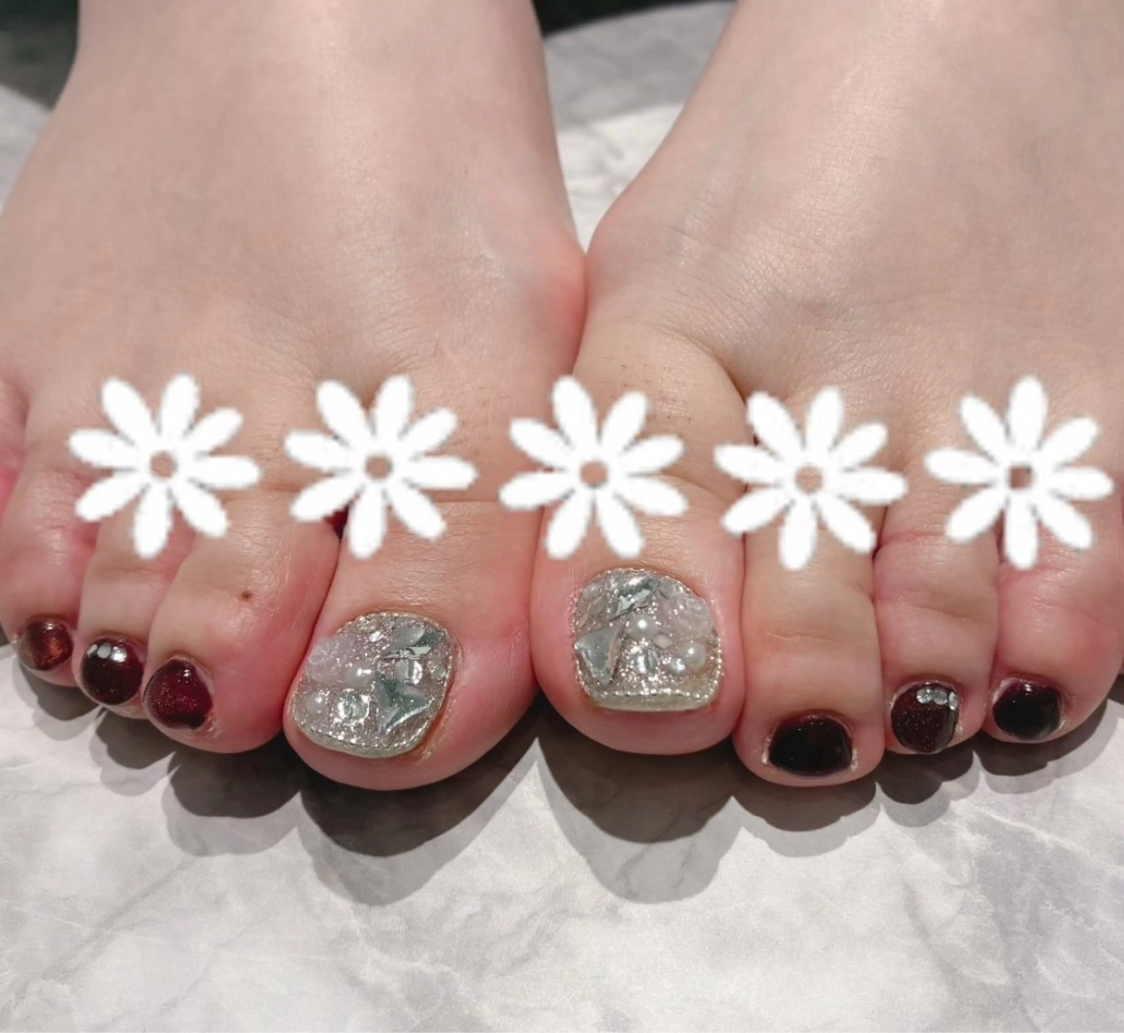 フット👣親指2本アート✨/オフ込み/フットバス付き/他8本ワンカラーの写真