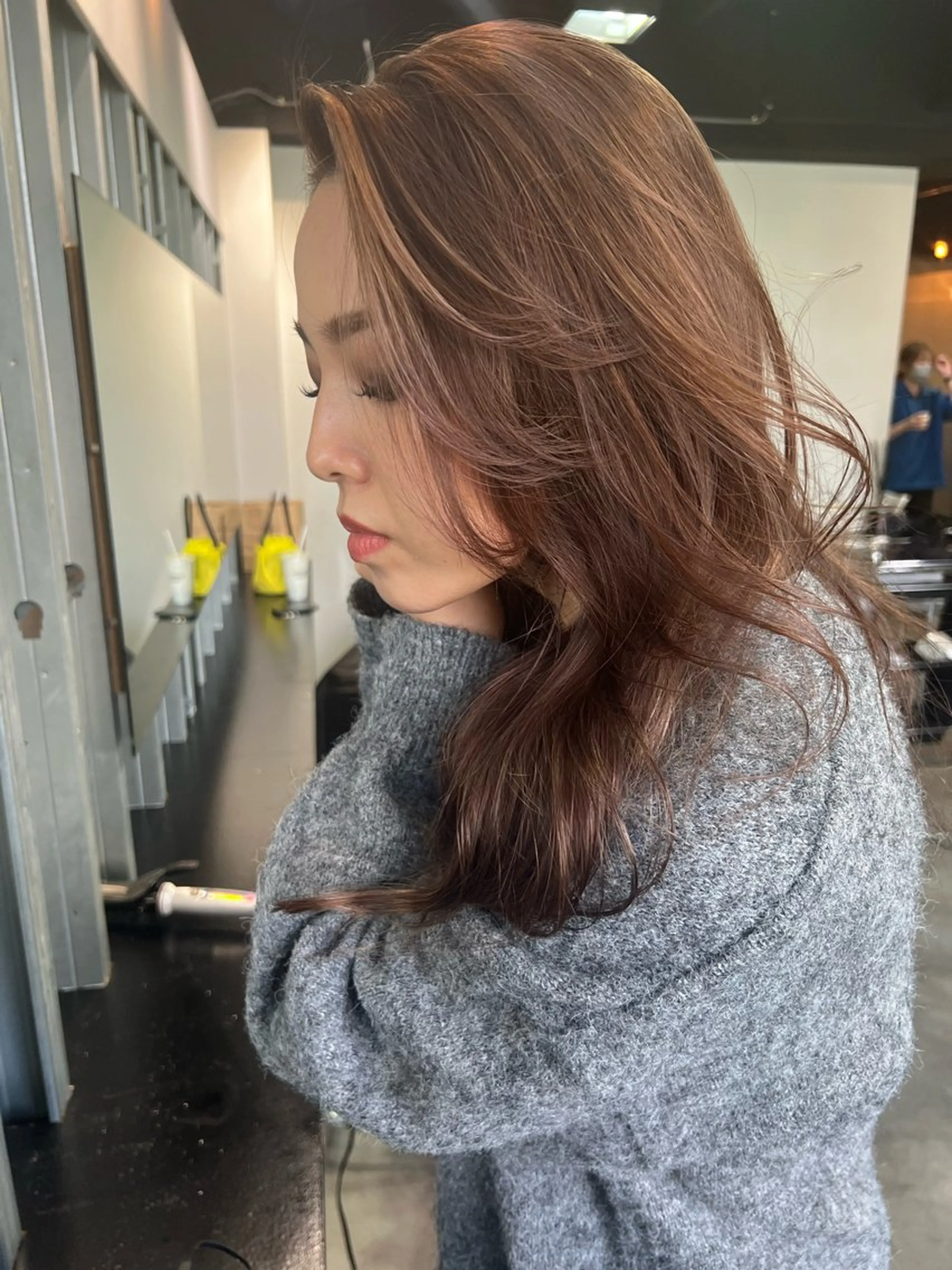 セミロング カラー 韓国ヘア/透明感 カラー🤍yukaのヘアスタイル