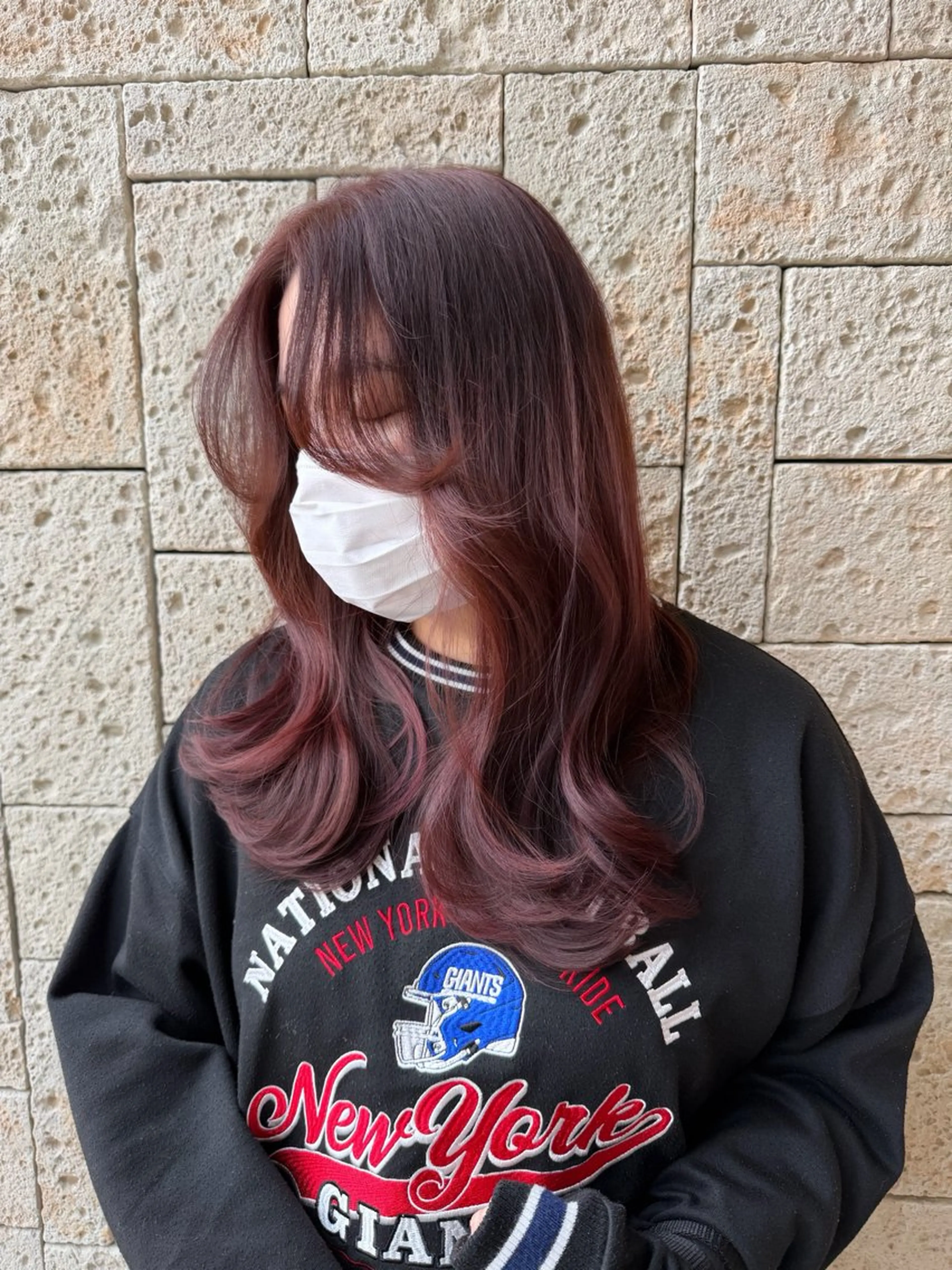 セミロング カラー カシス ピンクカラー バイオレットカラー 髪質改善 トリートメント 艶カラー/メンズ パーマ/伊藤愛麻のヘアスタイル