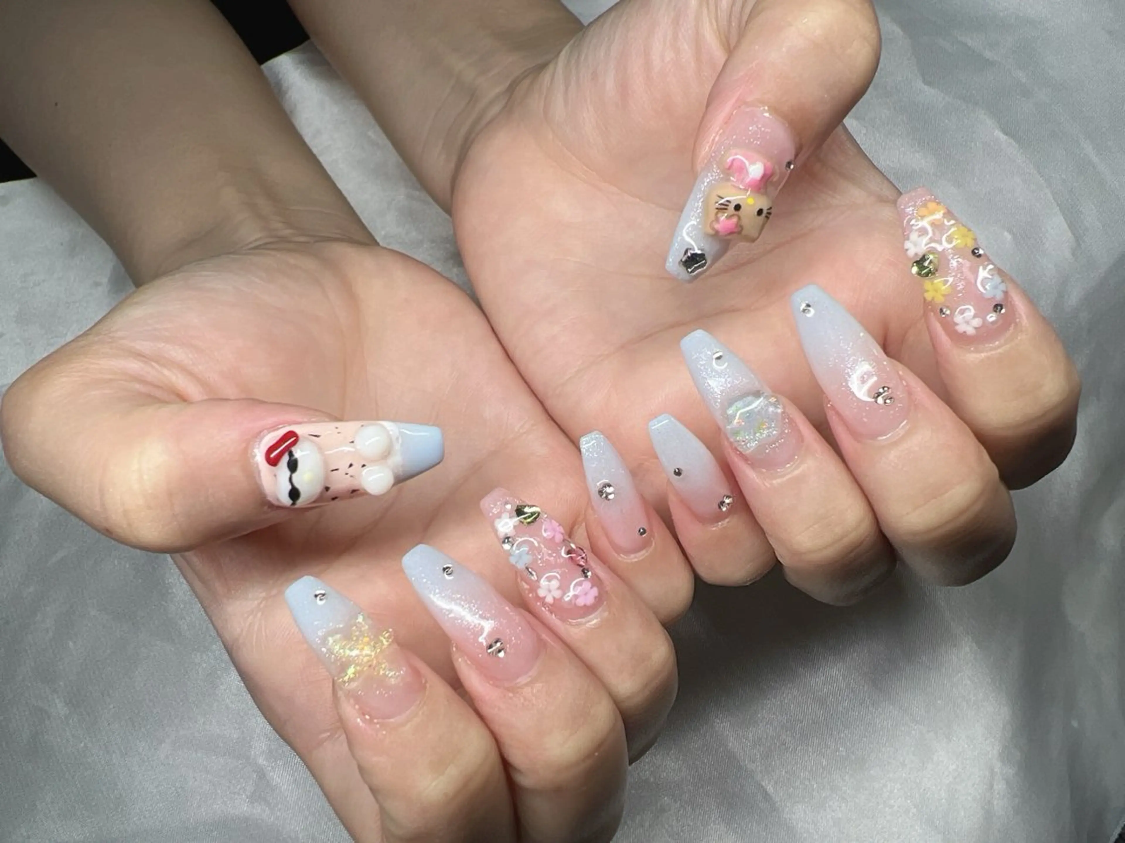 ネイル 長さ出し グラデーション キラキラネイル マグネットネイル ニュアンスネイル Lee Nails チップ長さだし専門店のネイルデザイン