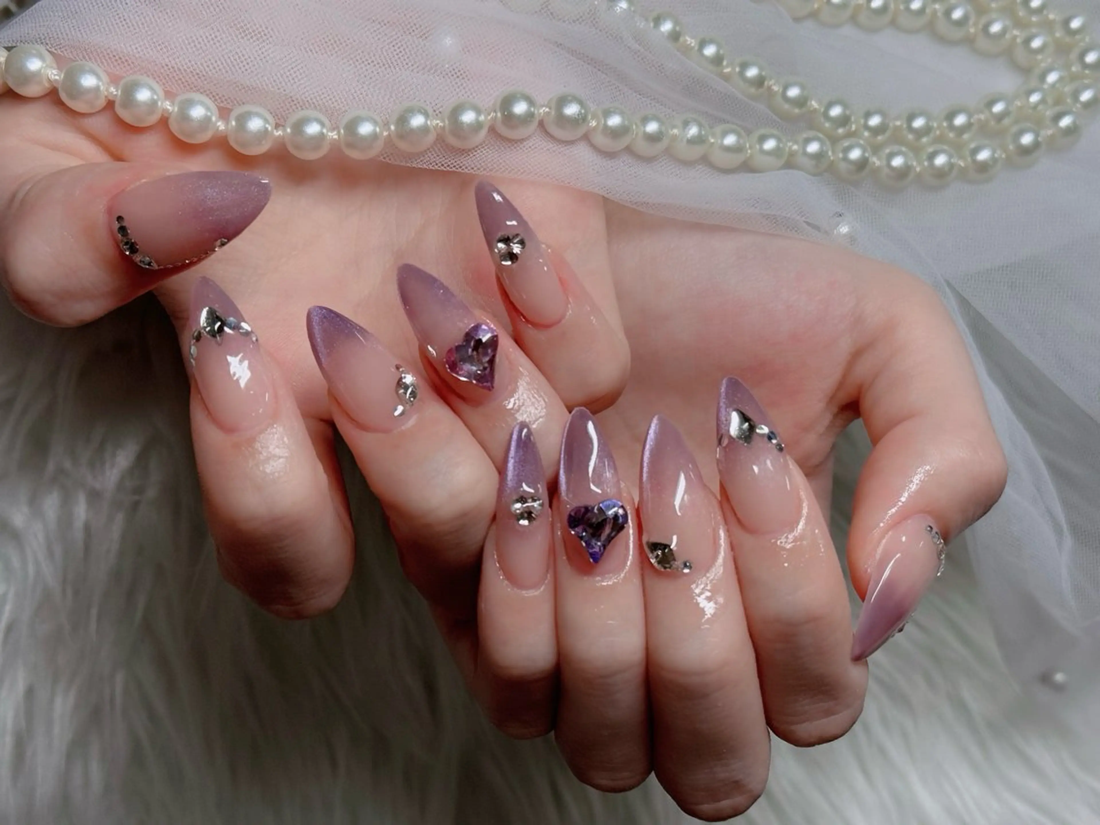 ネイル アートネイル ボルドー フレンチネイル ジェルネイル 氷ネイル・うるうるネイル ハンドネイル H.baby Nail Salonのネイルデザイン