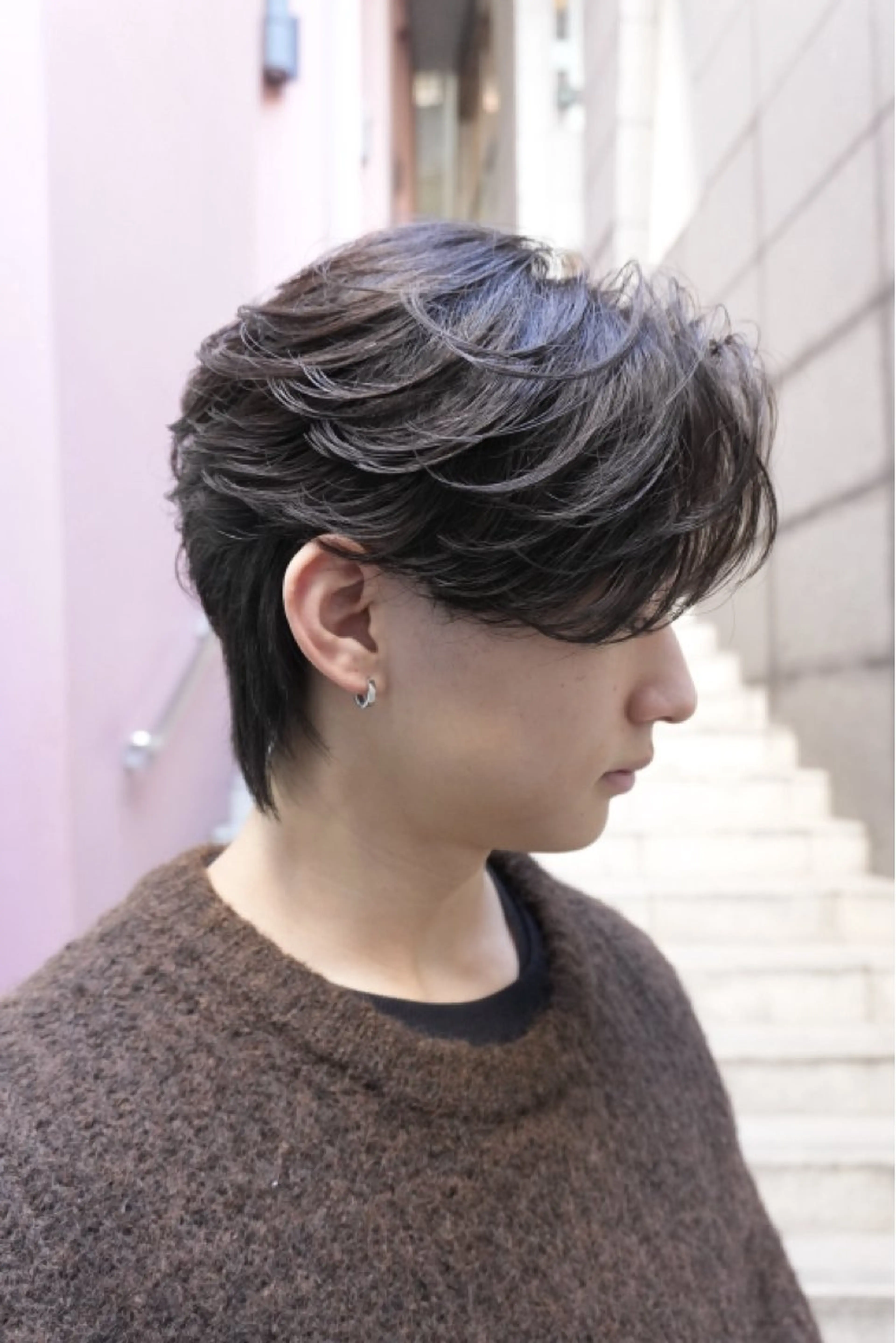 ショート パーマ メンズ フェザーパーマ メンズパーマ カット パーマ 湖城 恵吾のヘアスタイル