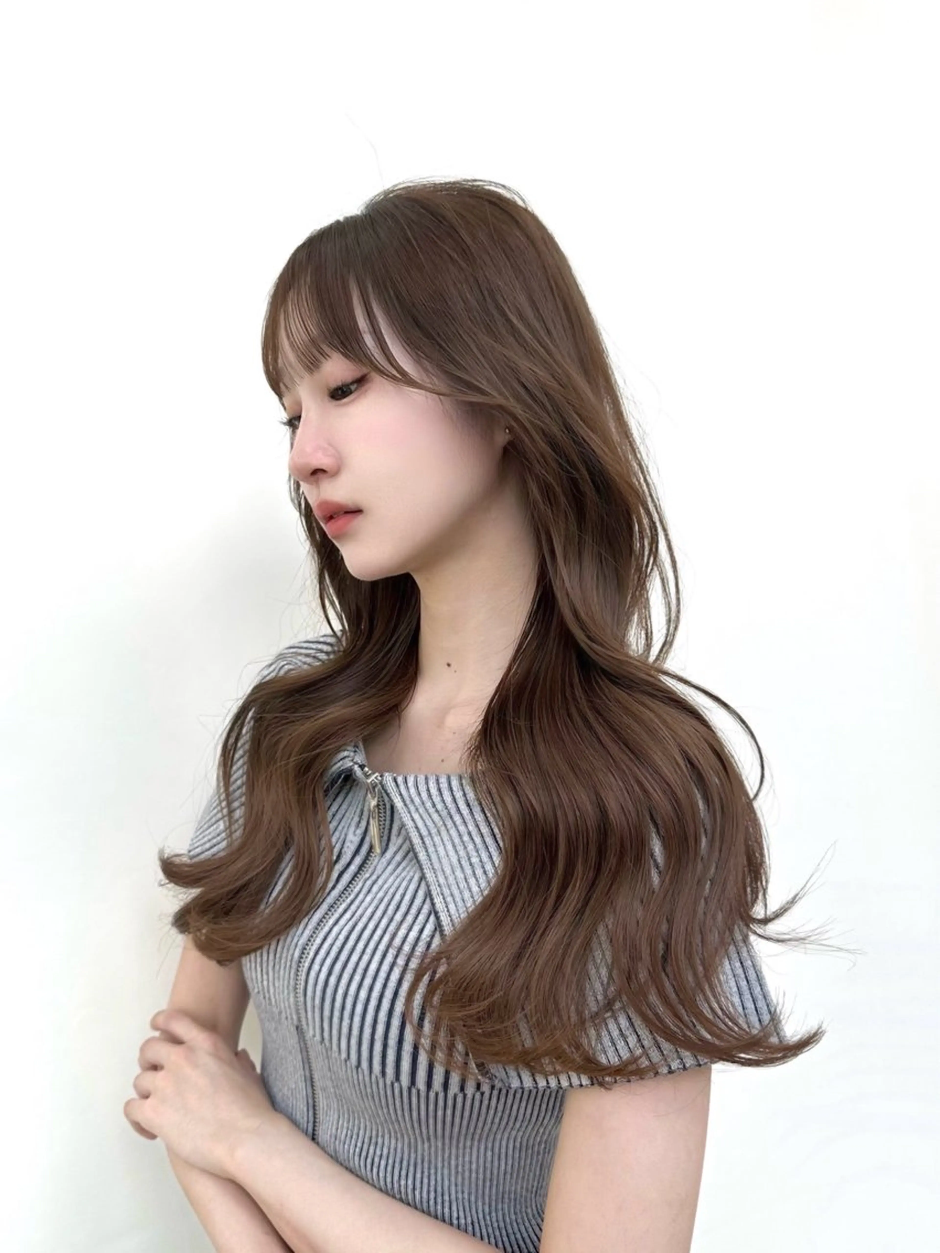 ロング カラー ベージュカラー ミルクティーベージュ くびれヘア 韓国風ヘア レイヤーカット カット トリートメント 🇰🇷韓国風くびれ ヘア🇰🇷中村優大のヘアスタイル