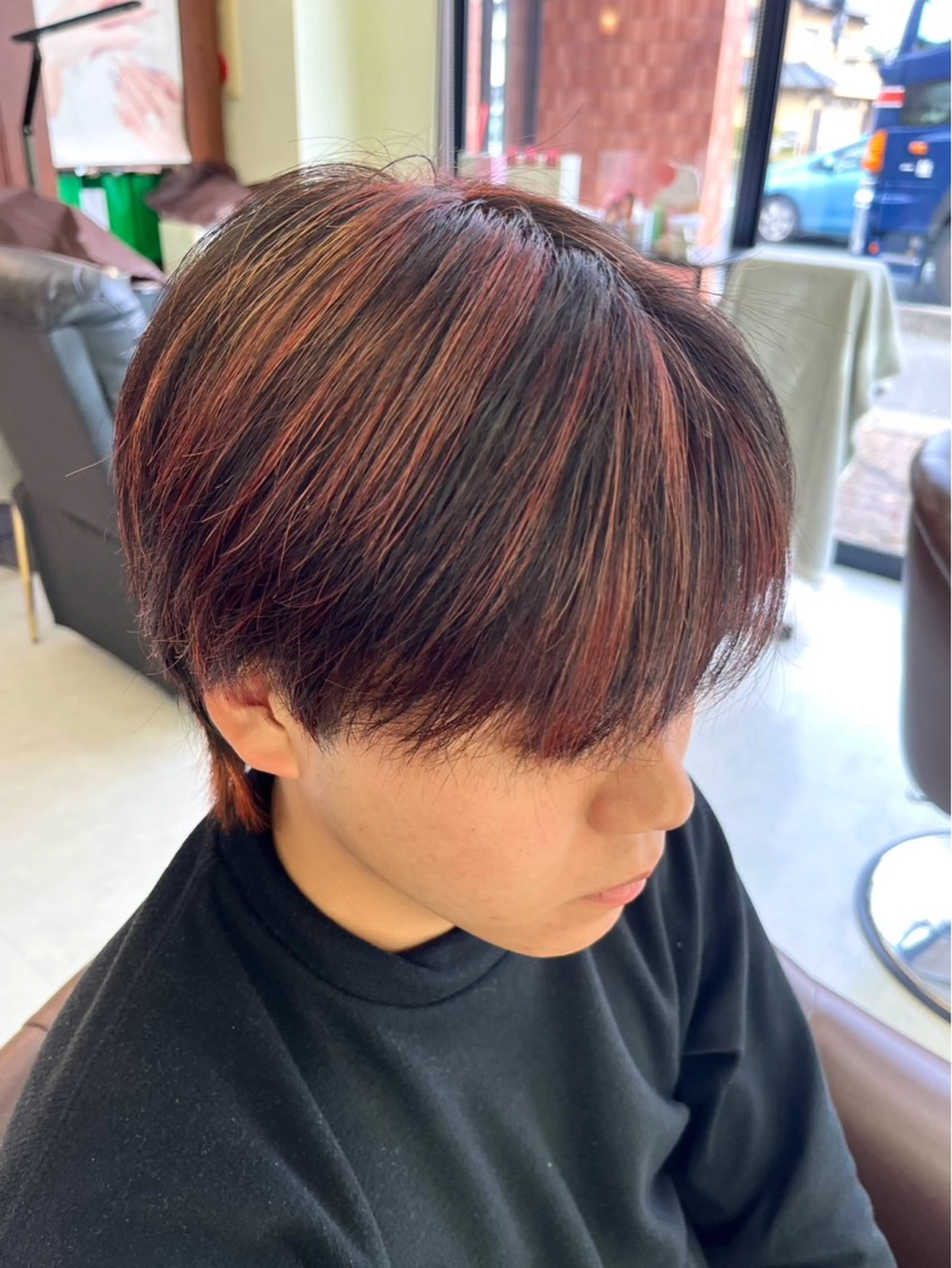 ショート カラー メンズ メンズメッシュ マッシュ メッシュ カット ヘアカラー 樋口智士/倉敷/中庄 /縮毛矯正/髪質改善のヘアスタイル