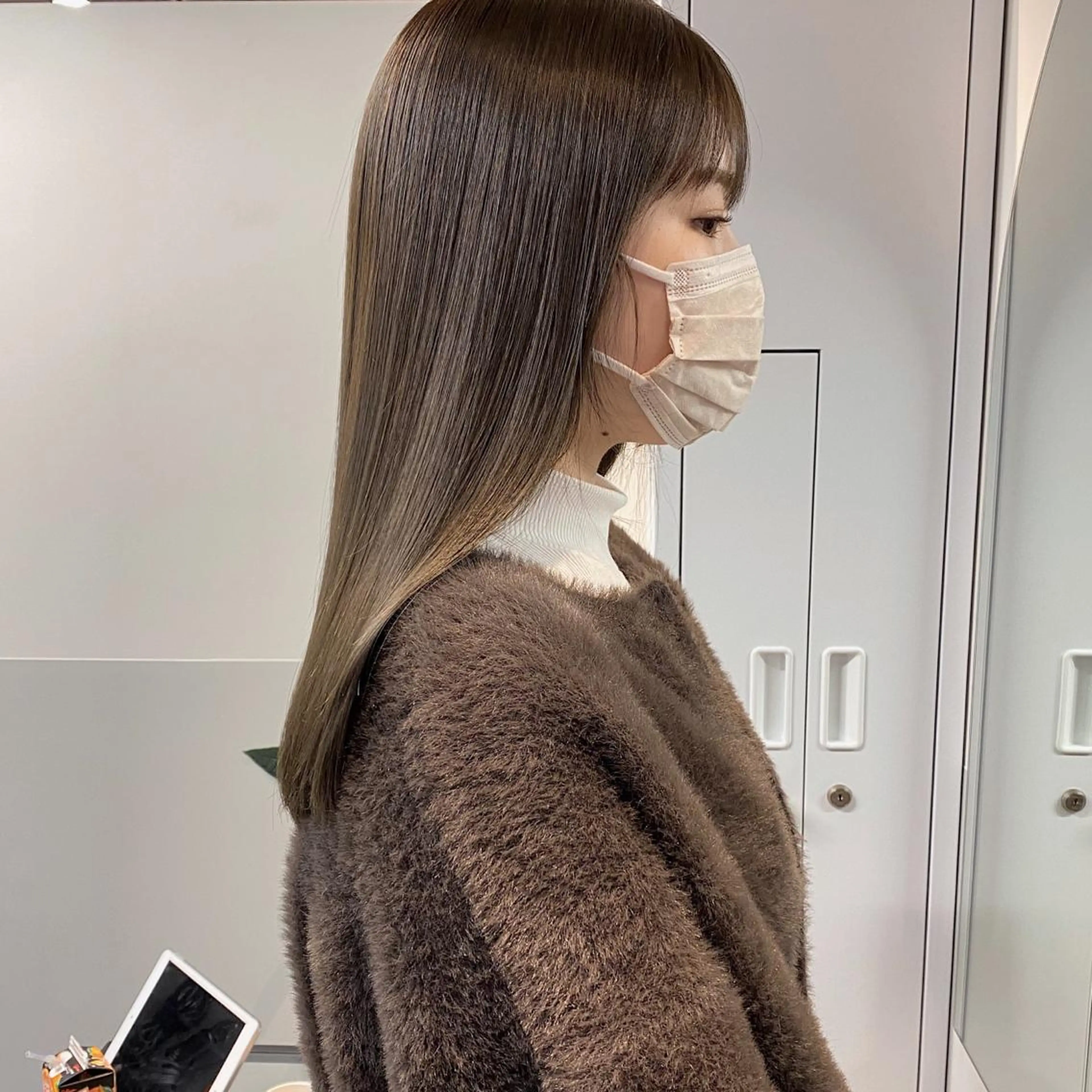 セミロング カラー ヘアアレンジ ブリーチなしカラー/ 髪質改善/寺門束のヘアスタイル