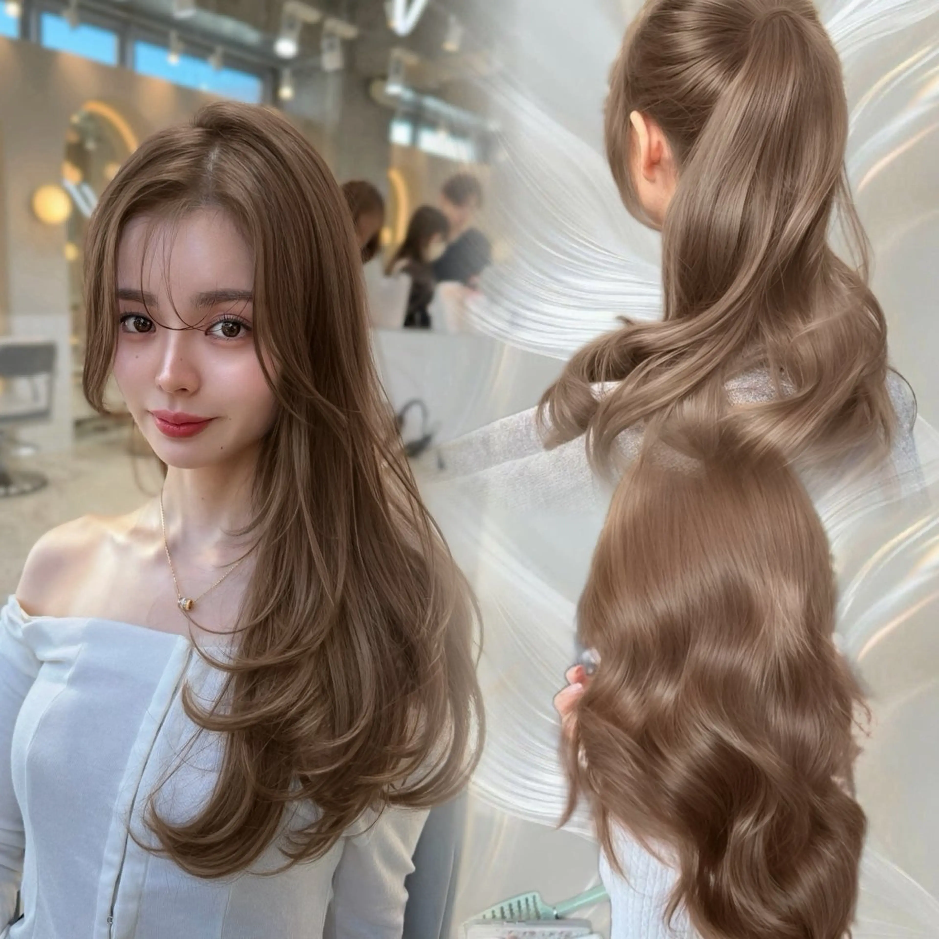 セミロング カラー ブリーチ ダブルカラー ブリーチなしカラー カット ヘアカラー トリートメント 新宿/韓国風レイヤー 髪質改善/渋谷直樹のヘアスタイル