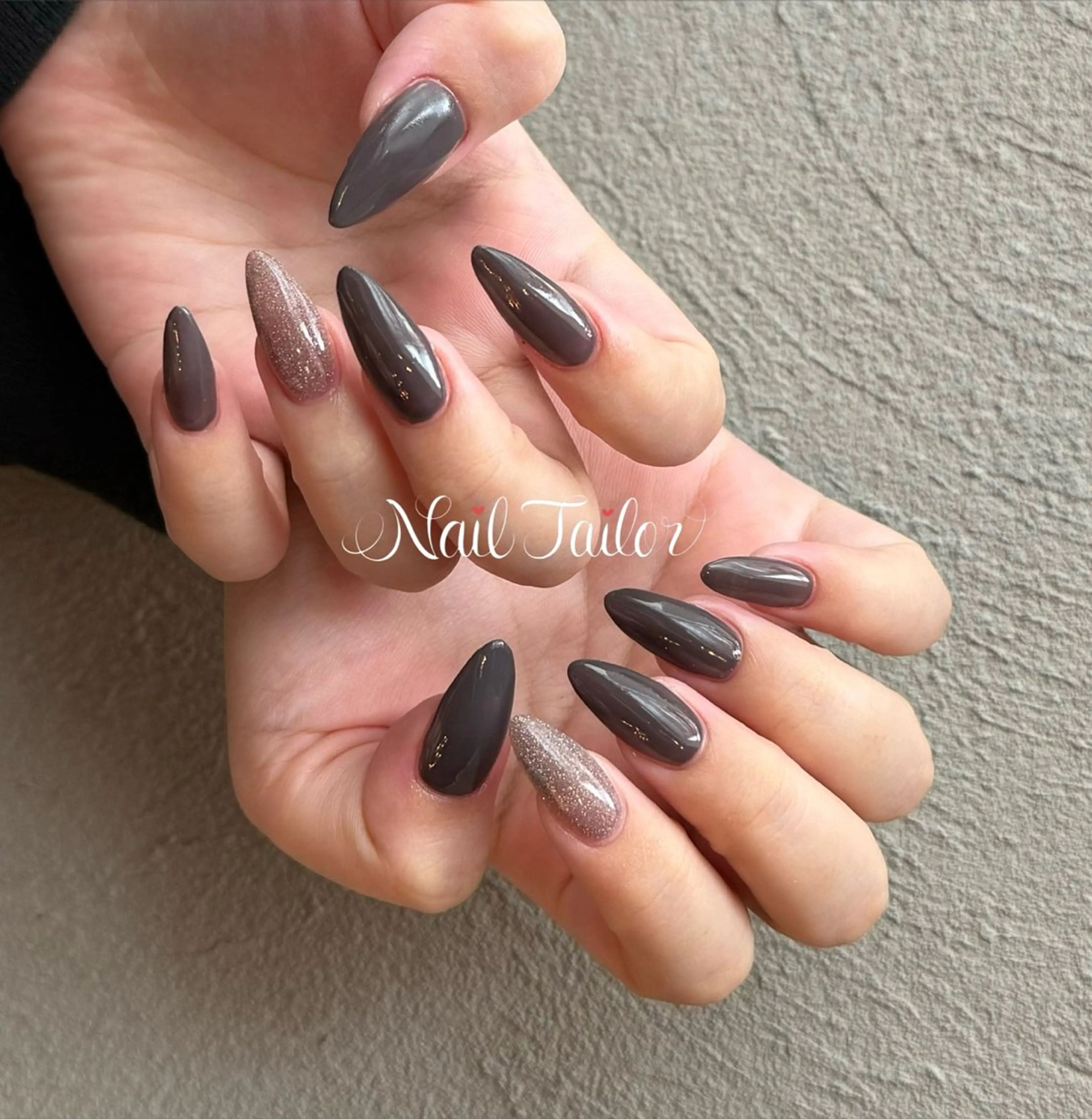 ネイル 長さ出し フラッシュネイル キラキラネイル ラメ(グリッター) ロングネイル ハンドネイル NailTailor ネイルテイラーのネイルデザイン