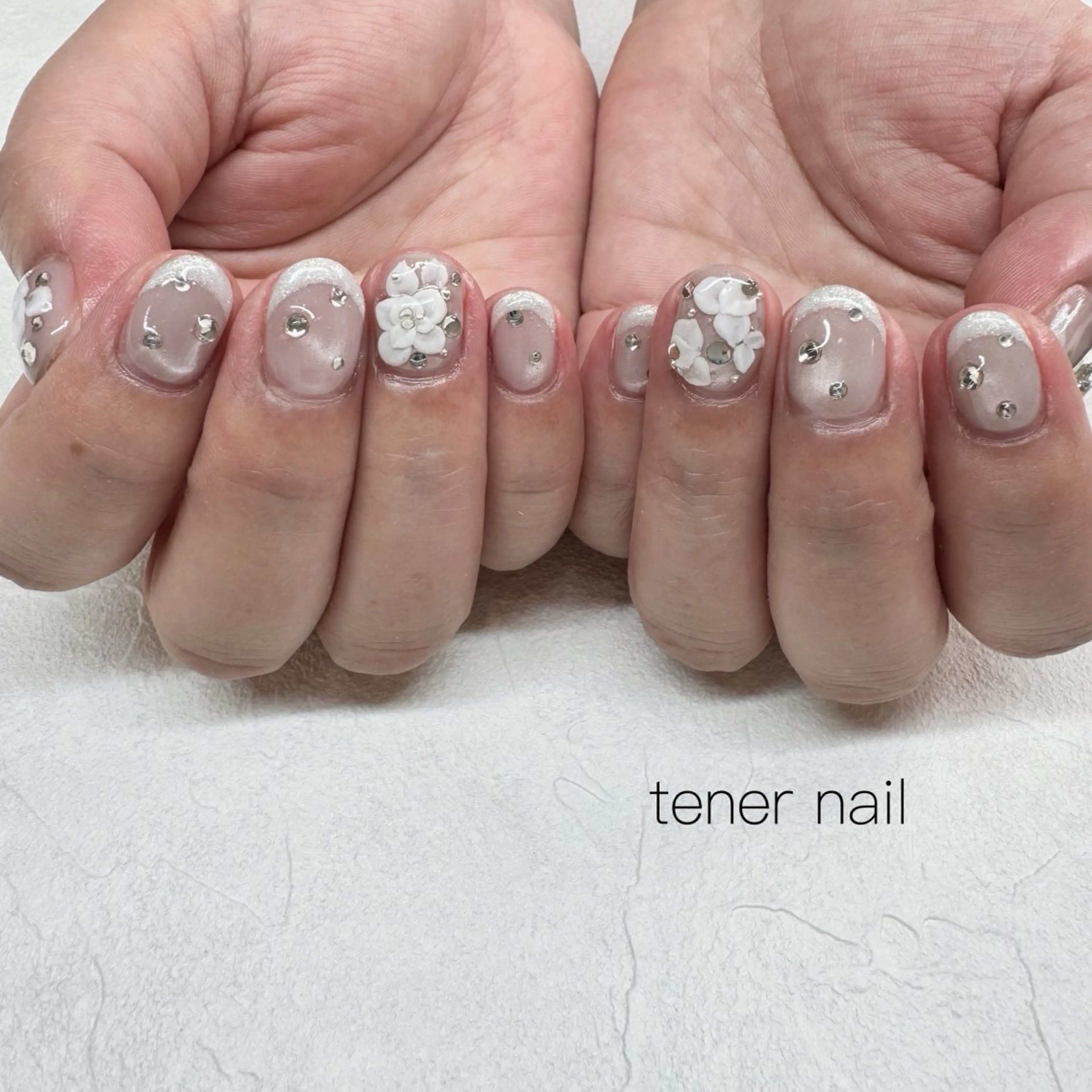 ネイル フラワーネイル フレンチネイル ハンドネイル テネルネイル tener nailのネイルデザイン