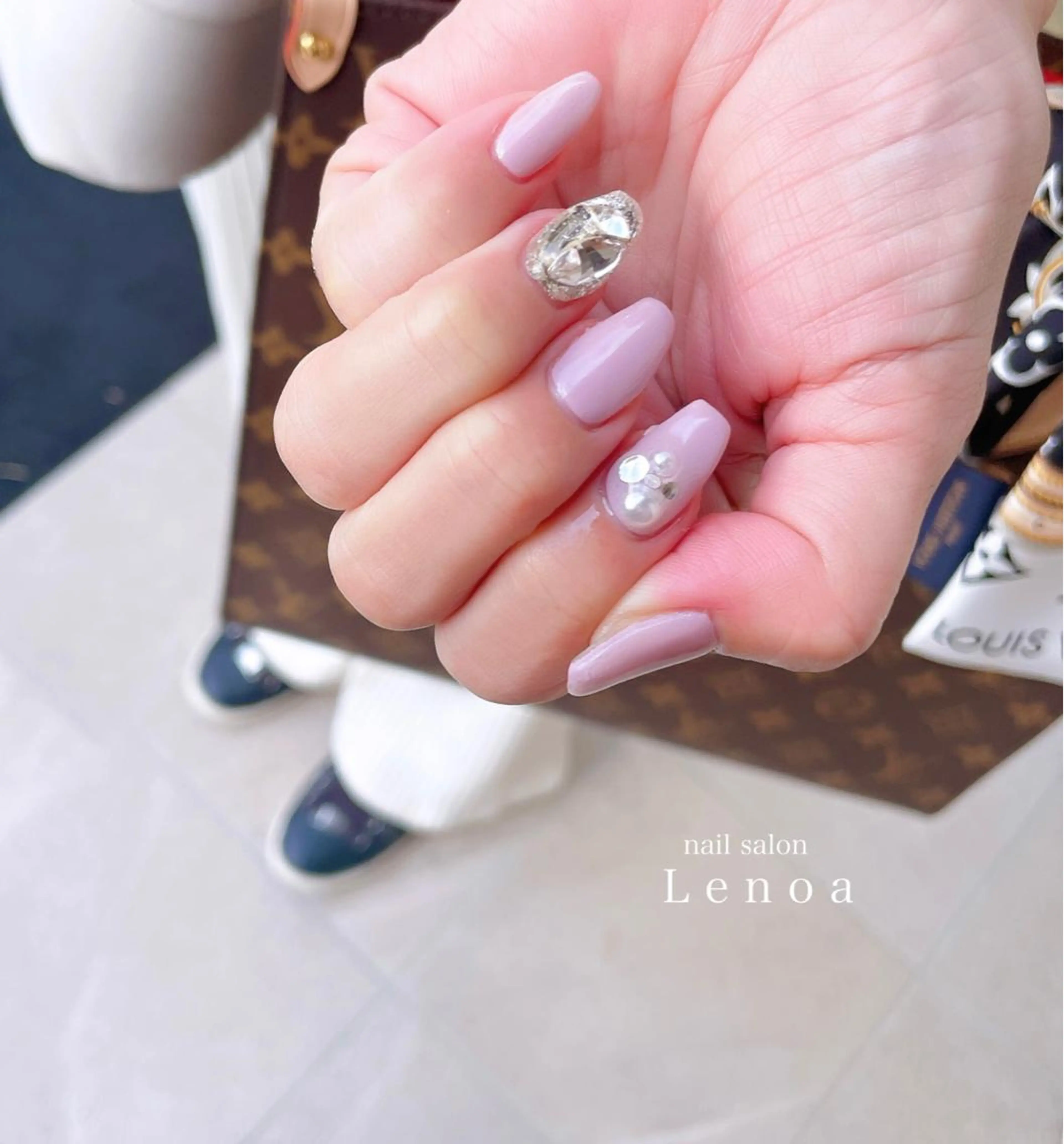 ネイル クリアネイル キラキラネイル マグネットネイル ニュアンスネイル オレンジ nailsalon Lenoaのネイルデザイン