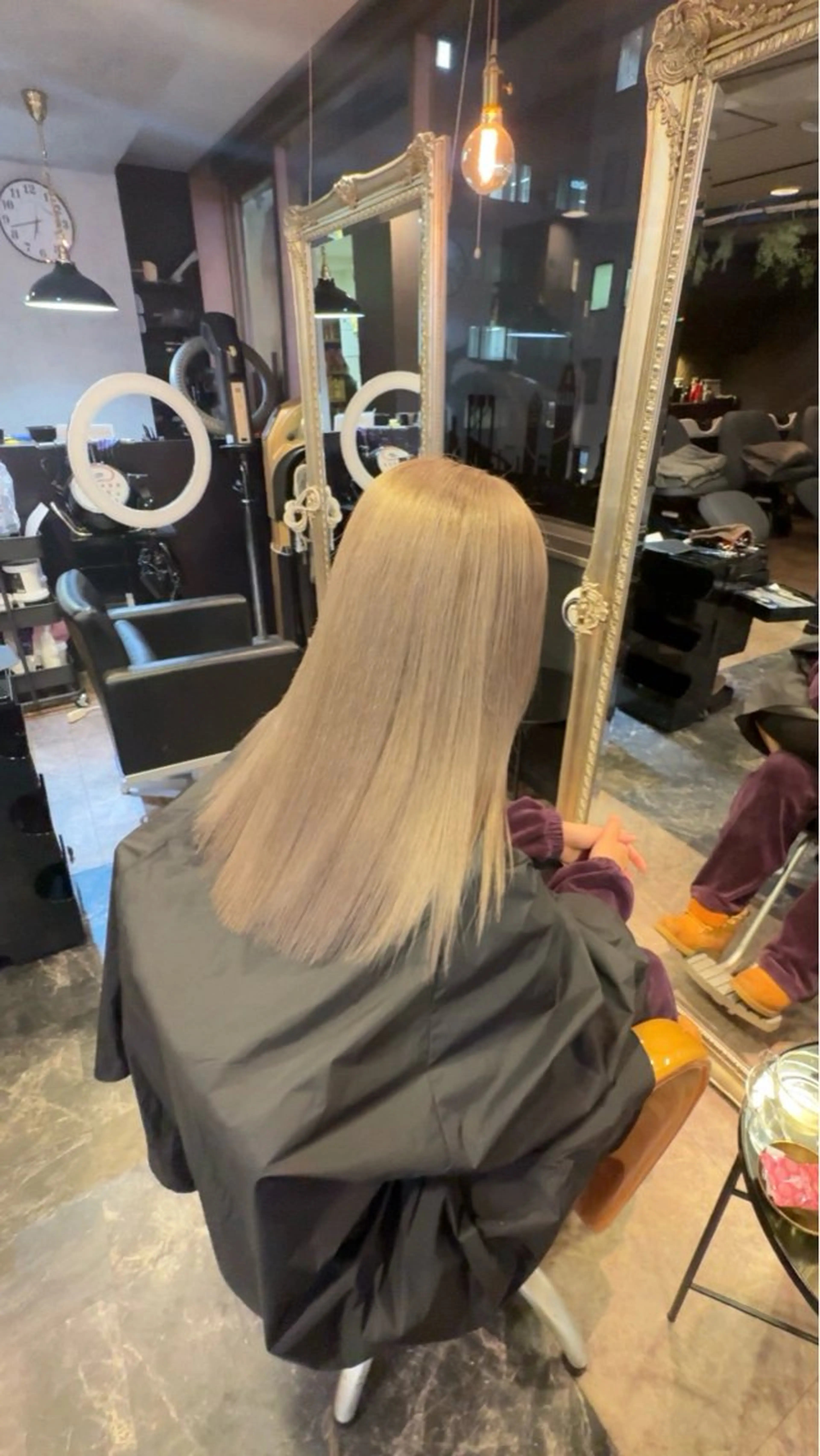 セミロング カラー ブリーチ グレージュ ヘアカラー 店長 ハイトーン× 髪質改善/舘野 涼太のヘアスタイル