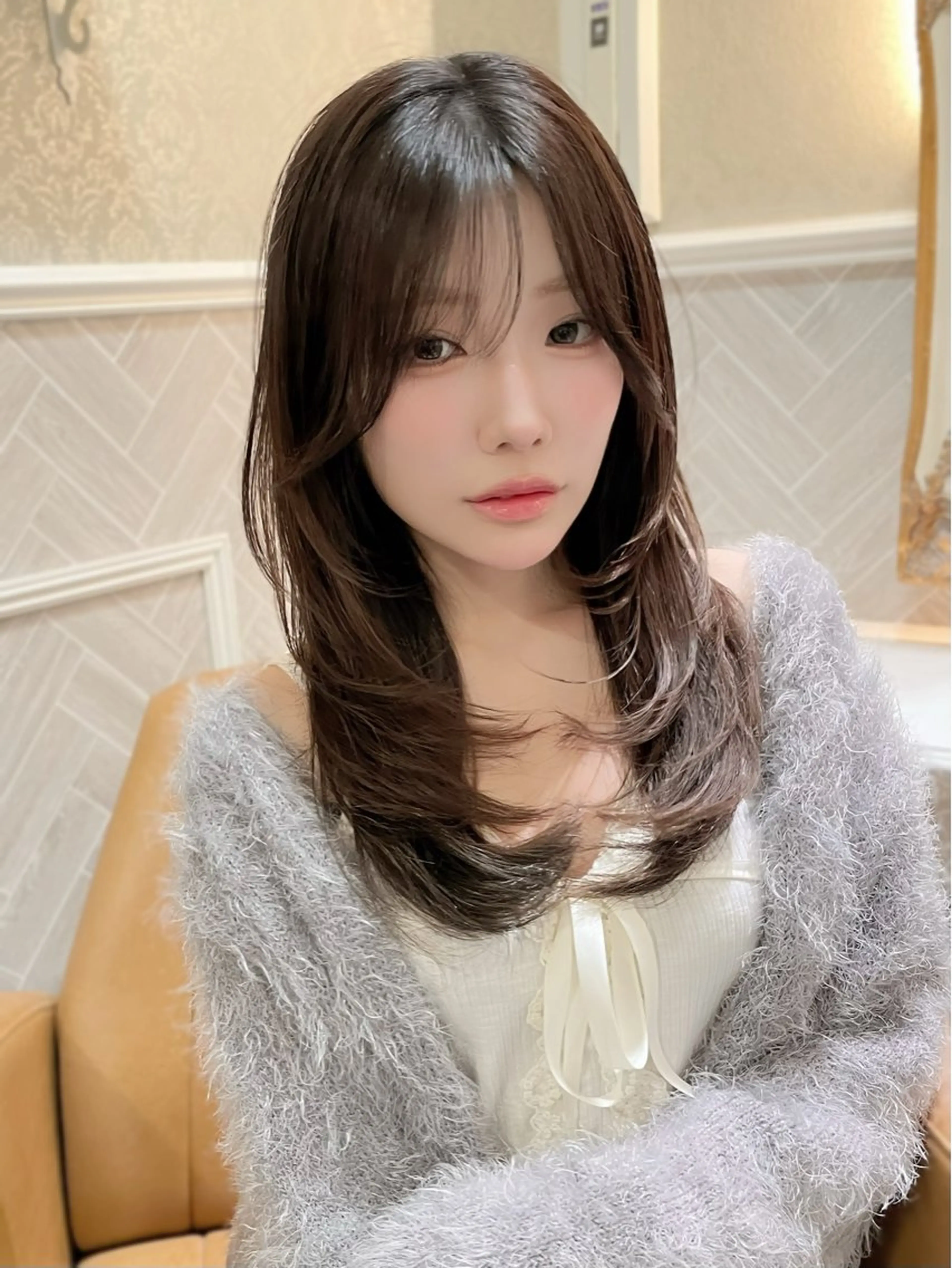 セミロング 髪質改善 韓国風ヘア レイヤーカット 縮毛矯正 トリートメント 美髪縮毛矯正🤍 髪質改善/Shinaのヘアスタイル