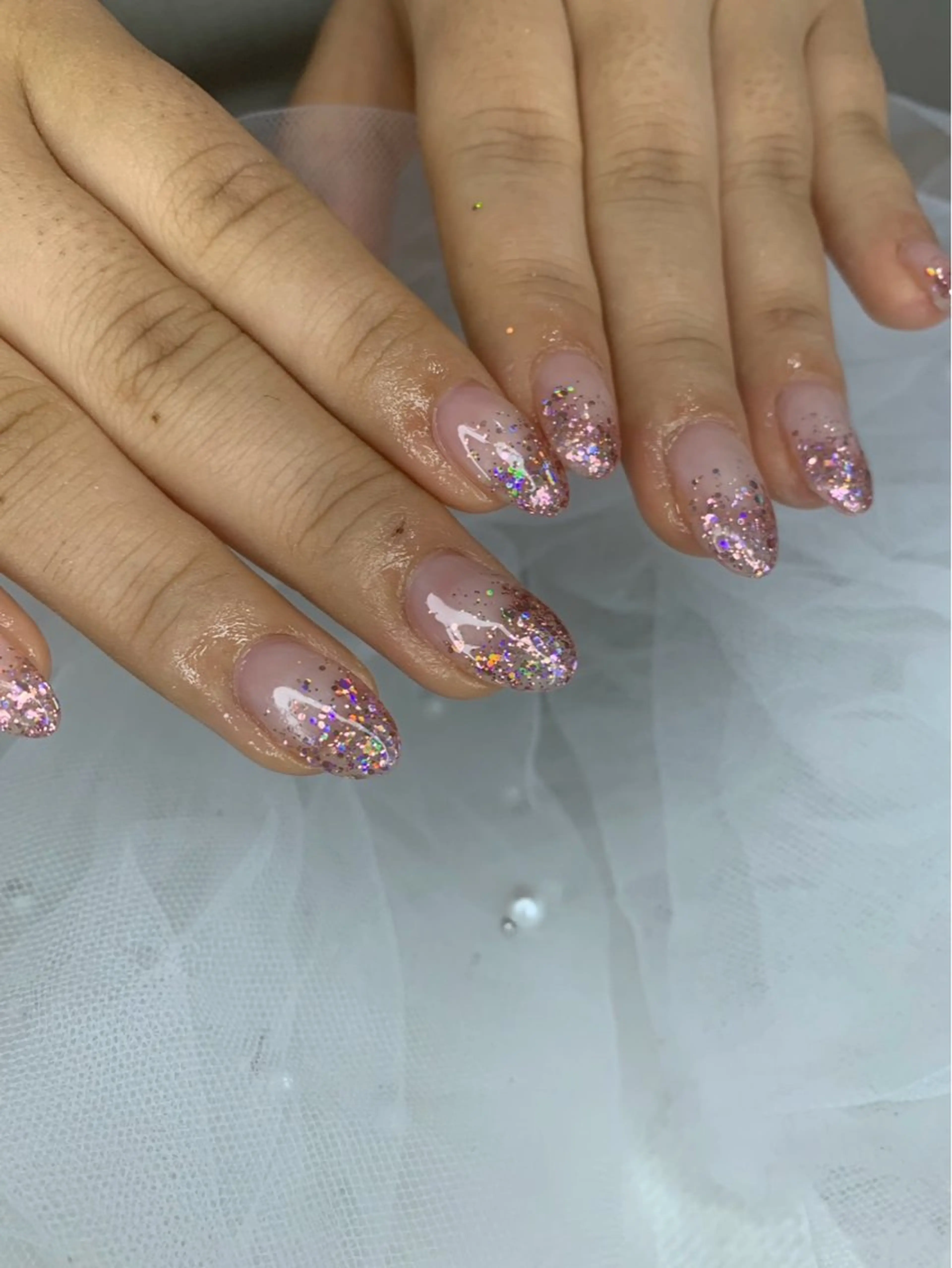 ネイル ラメ(グリッター) ラメグラデーション ピンク ハンドネイル Noa nailのネイルデザイン