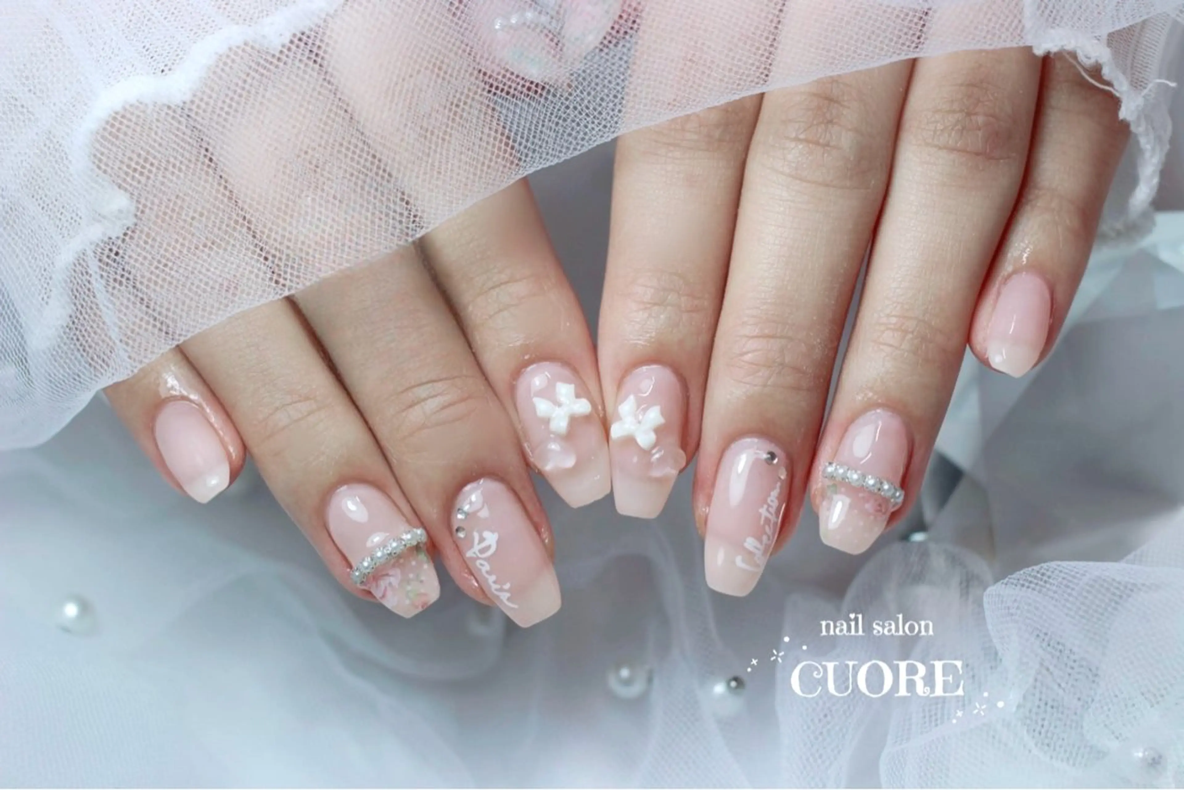 ネイル ハート リボン ハンドネイル nail salon CUOREのネイルデザイン