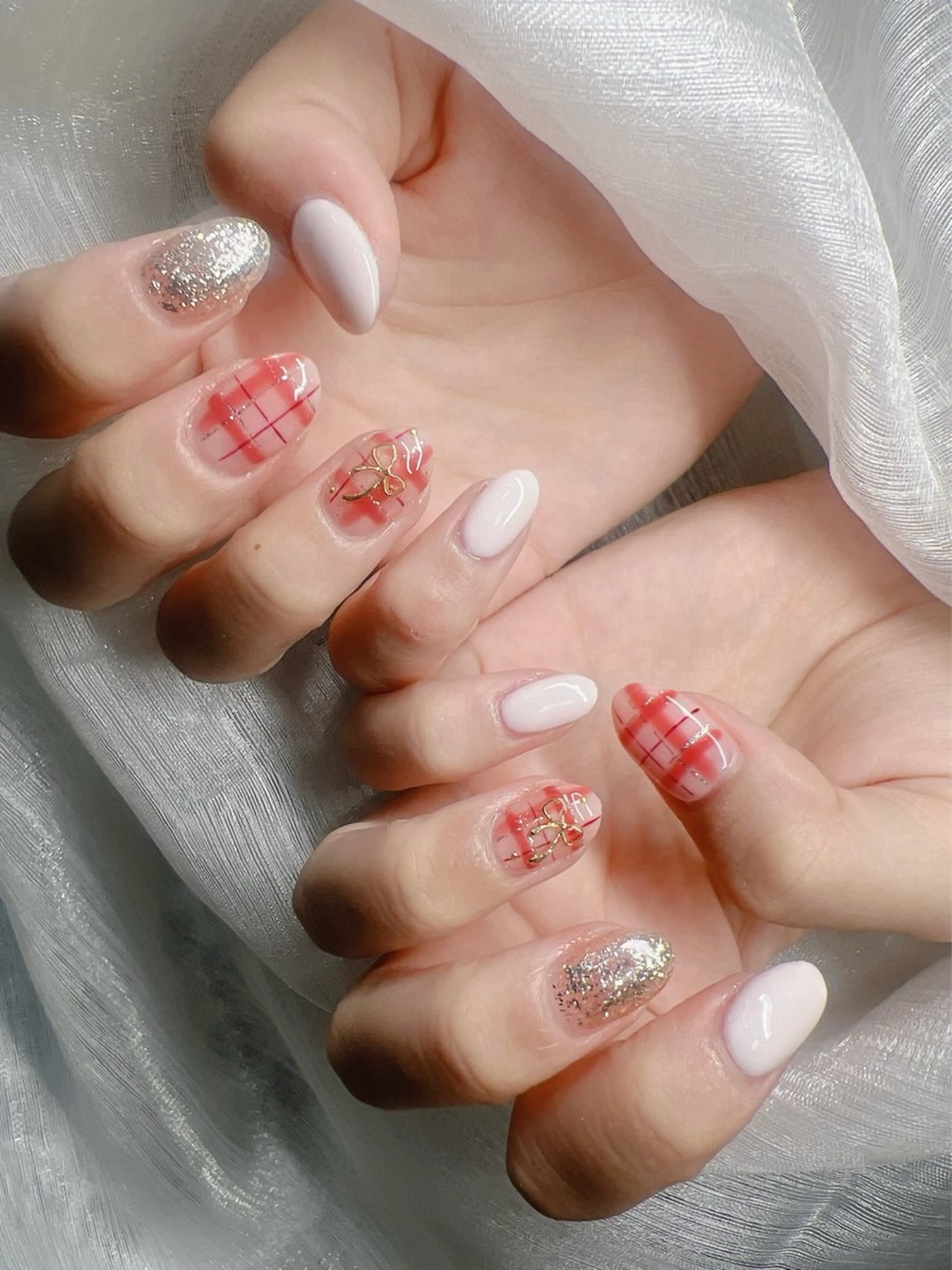 ネイル 長さ出し グラデーション キラキラネイル マグネットネイル ニュアンスネイル Lee Nails チップ長さだし専門店のネイルデザイン