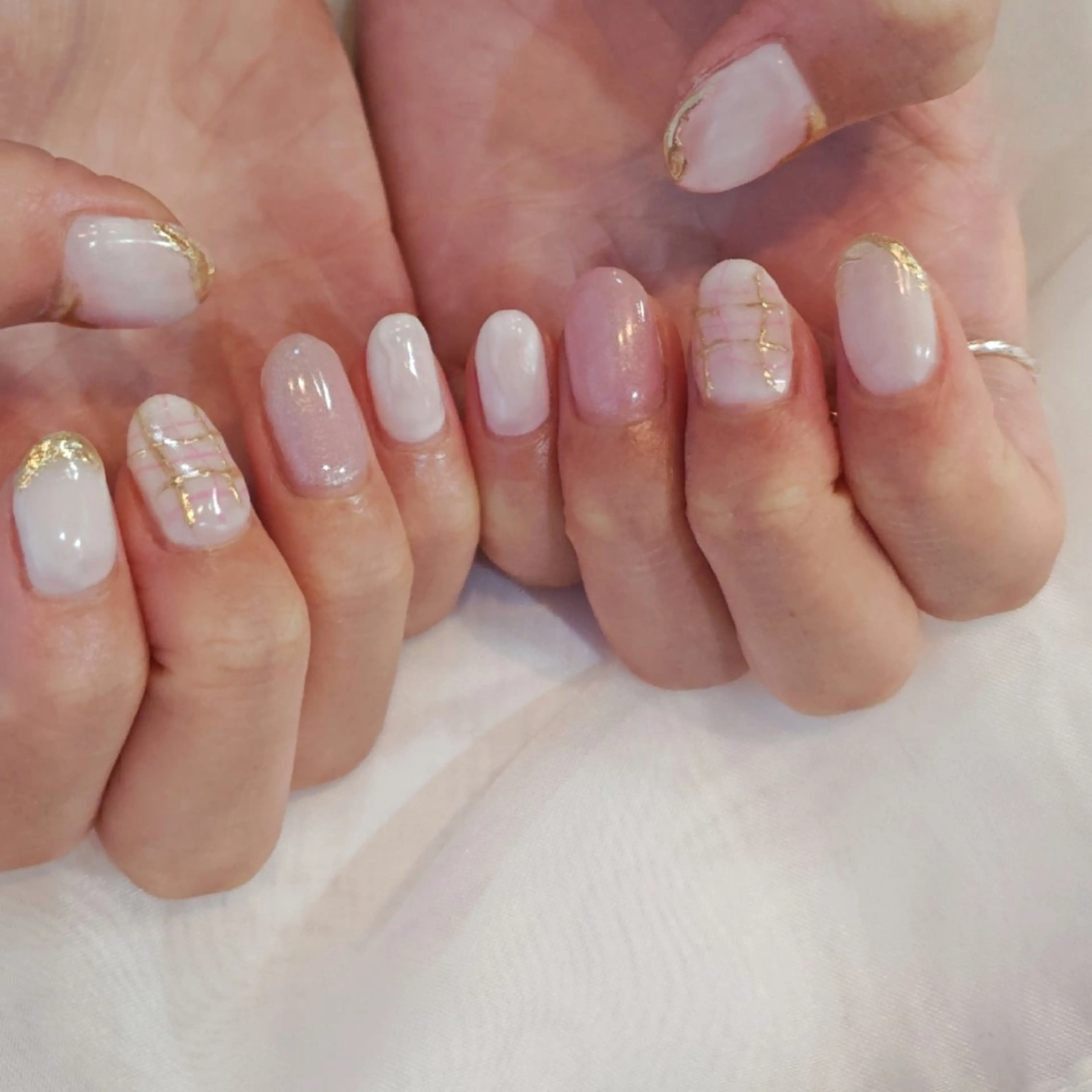 ネイル フレンチネイル ミラーネイル ニュアンスネイル ぷっくりネイル 春ネイル ハンドネイル felicita服部店所属・felicita fumi♡のネイルデザイン