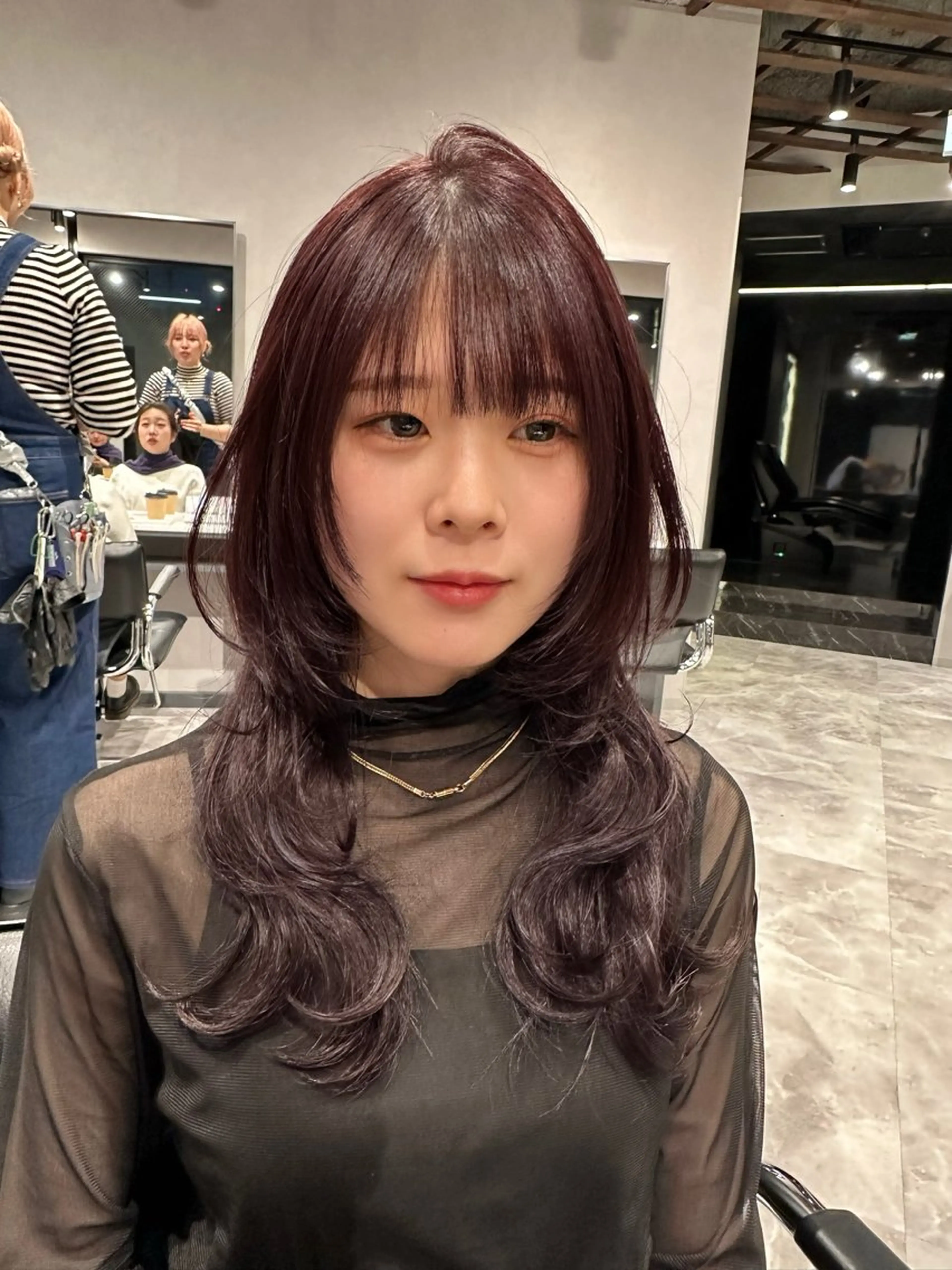 ロング ハッシュカット 梅田/ミルクティー ベージュ sayaのヘアスタイル