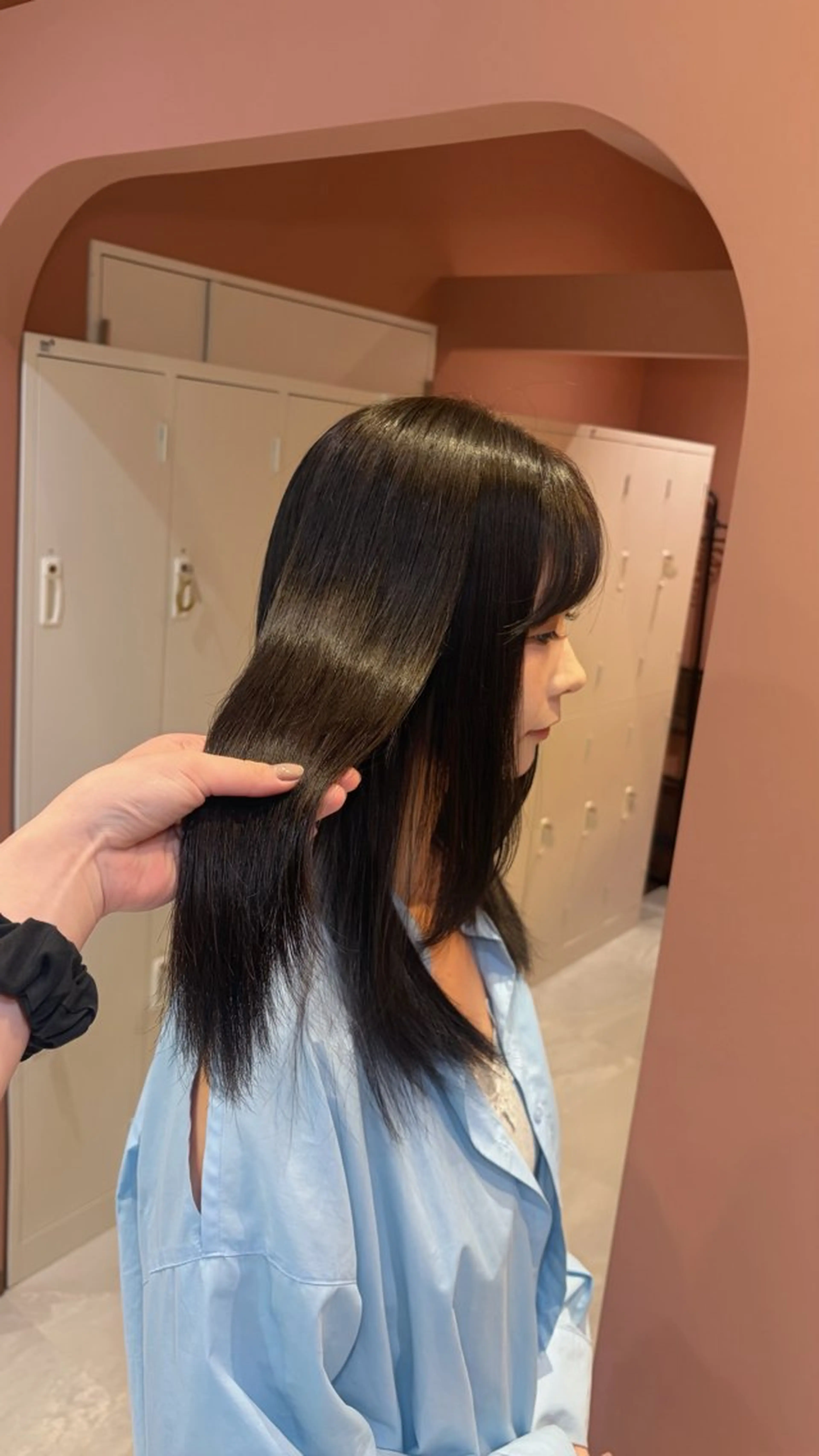セミロング カラー パーマ 酸性ストレート ストレートパーマ カット ヘアカラー 縮毛矯正 聖菜/ hina /レイヤー/艶カラーのヘアスタイル