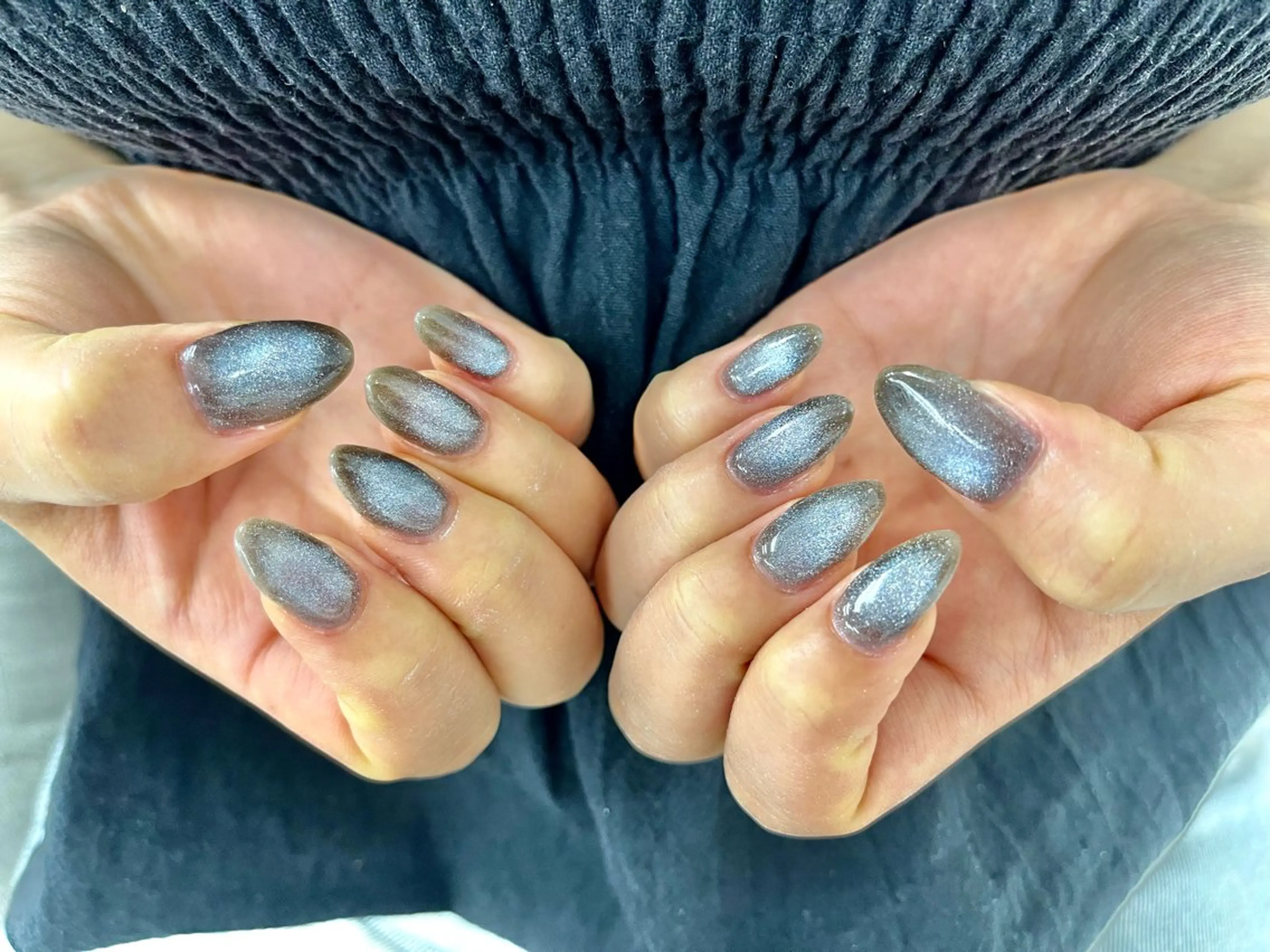 ネイル ブルー ブラウン マグネットネイル ハンドネイル Bianca赤羽 信末のネイルデザイン