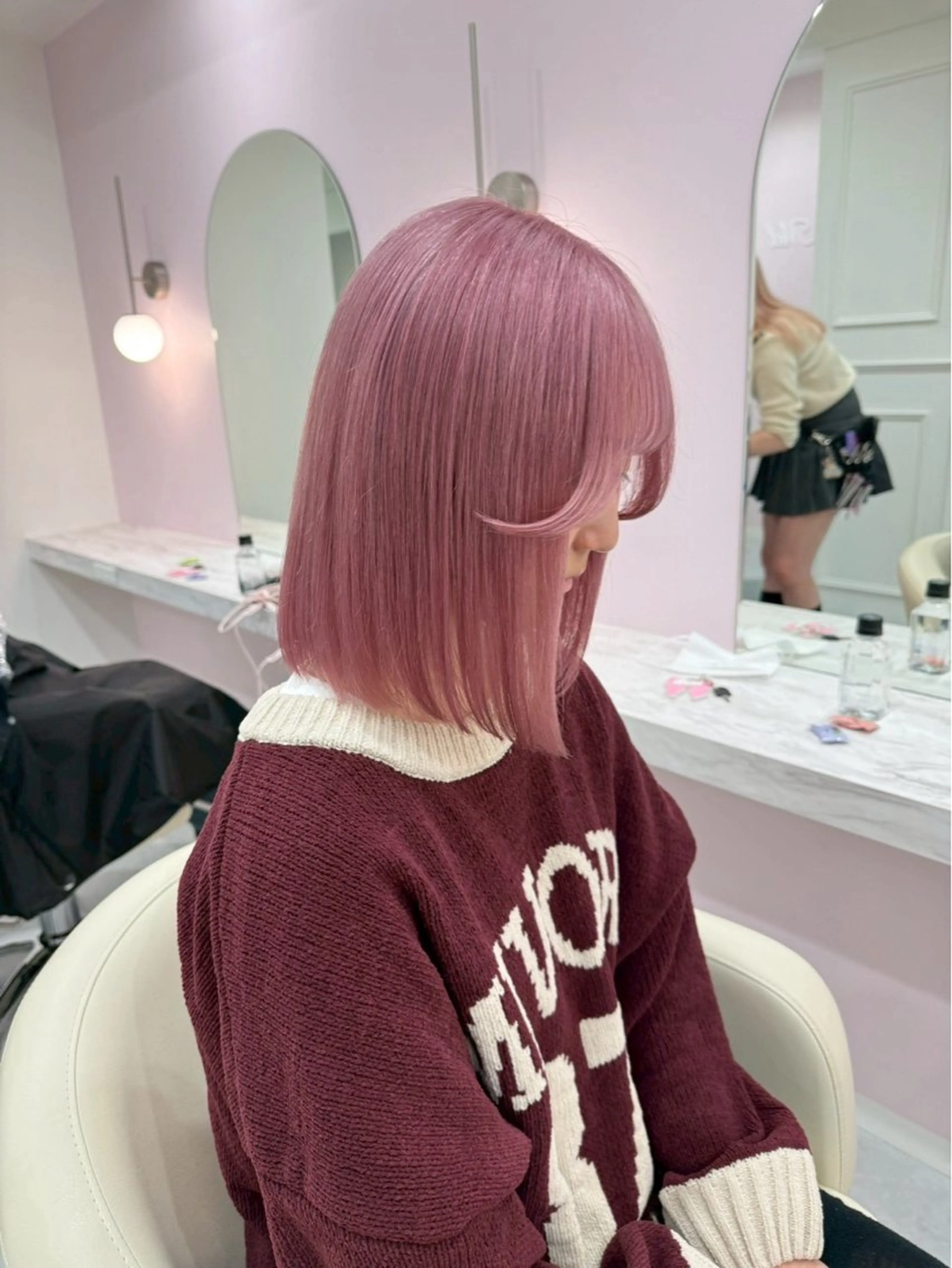 ショート カラー ブリーチ 透明感カラー ハイトーンカラー ピンクカラー ホワイトピンク ヘアカラー ハイトーンカラー💞 くるみ🎀のヘアスタイル
