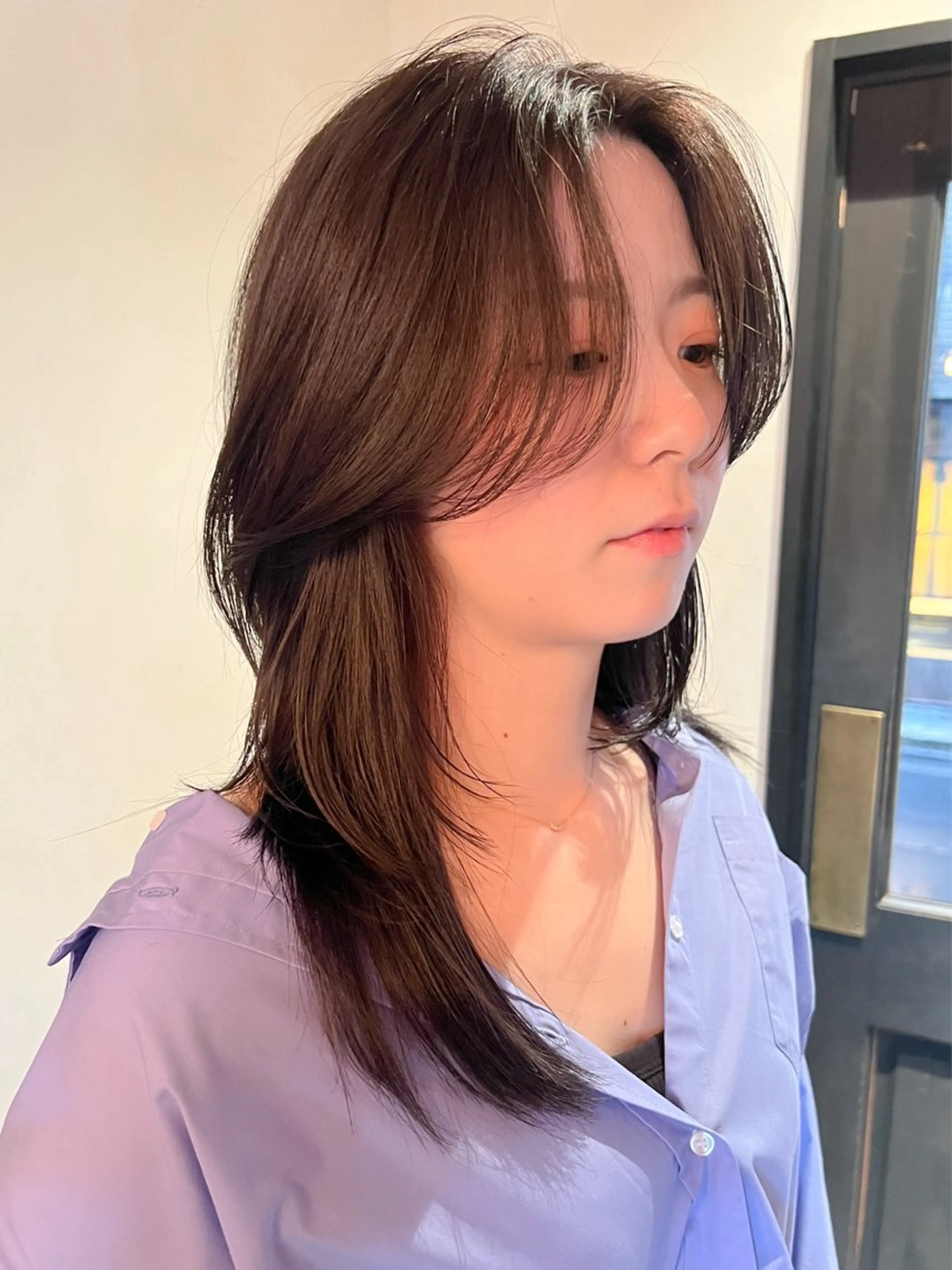 セミロング カラー 透明感カラー グレージュ 顔まわりレイヤー 顔周りカット レイヤーカット カット ヘアカラー トリートメント 顔周りレイヤー🌈 透明感カラ⭐️RENのヘアスタイル