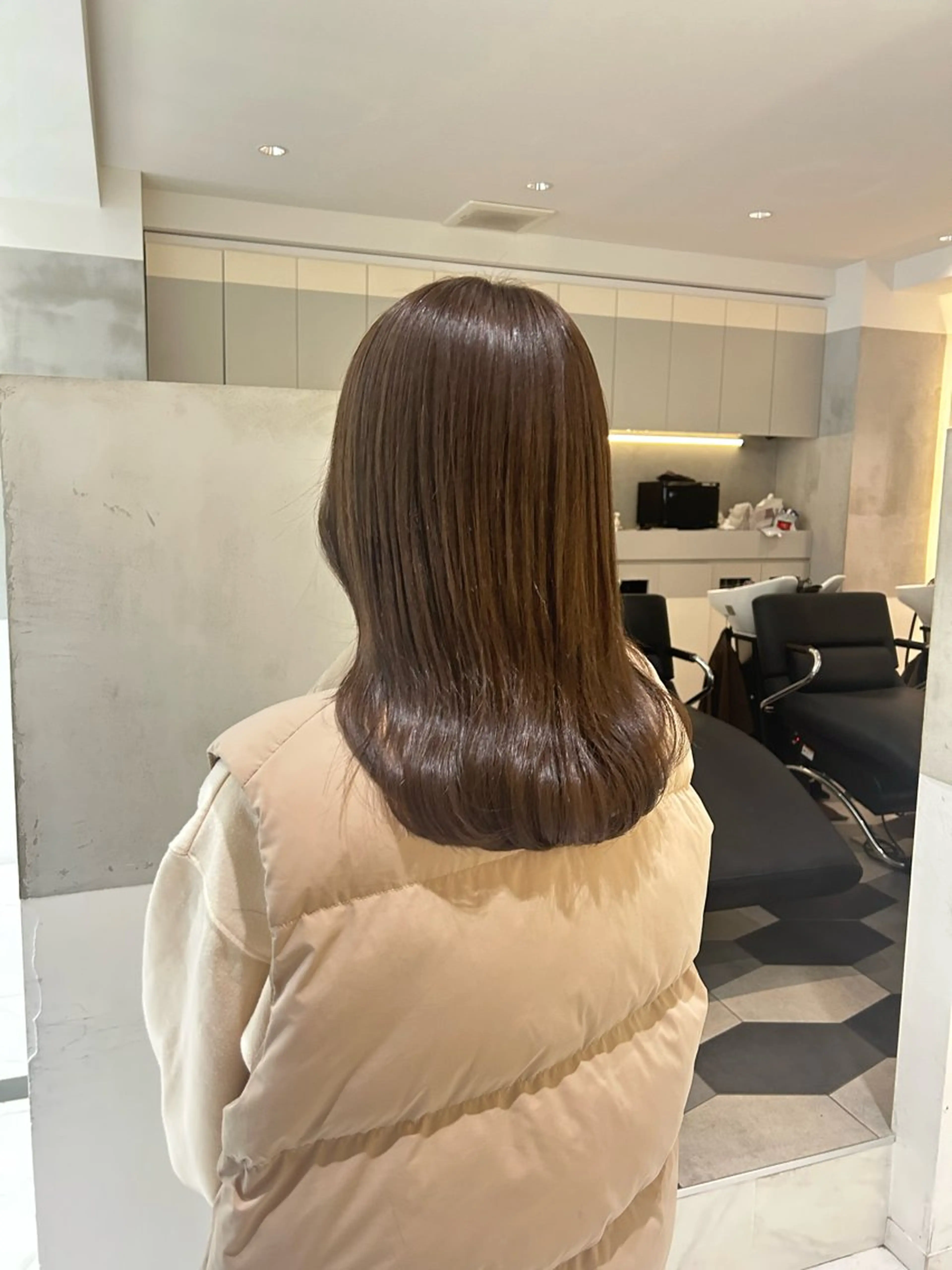 セミロング アッシュ アッシュブラウン ヘアカラー トリートメント ヘアセット ナチュラル/韓国💎 haruka 💎のヘアスタイル