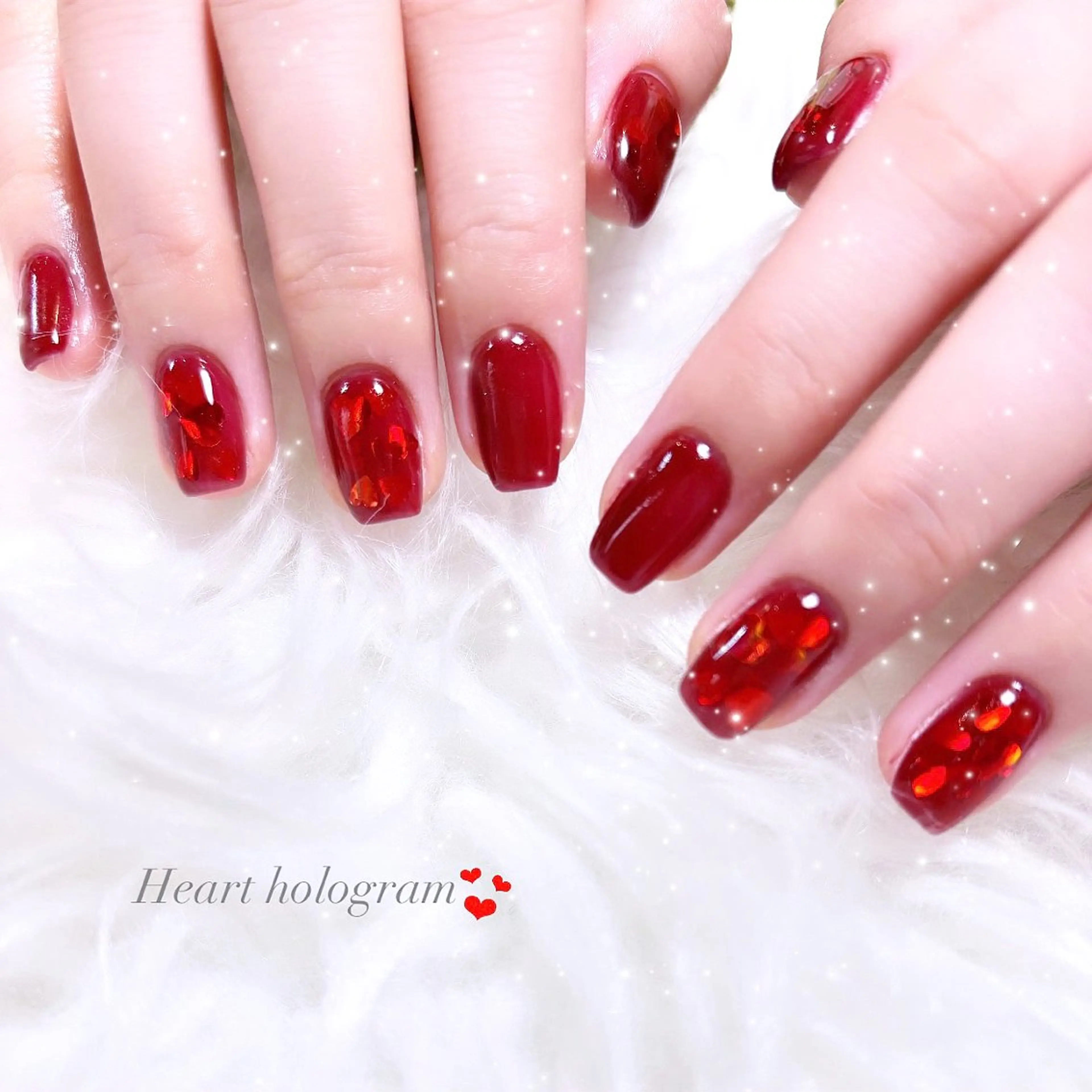 ネイル ハート ハンドネイル キラオメ Neneのネイルデザイン