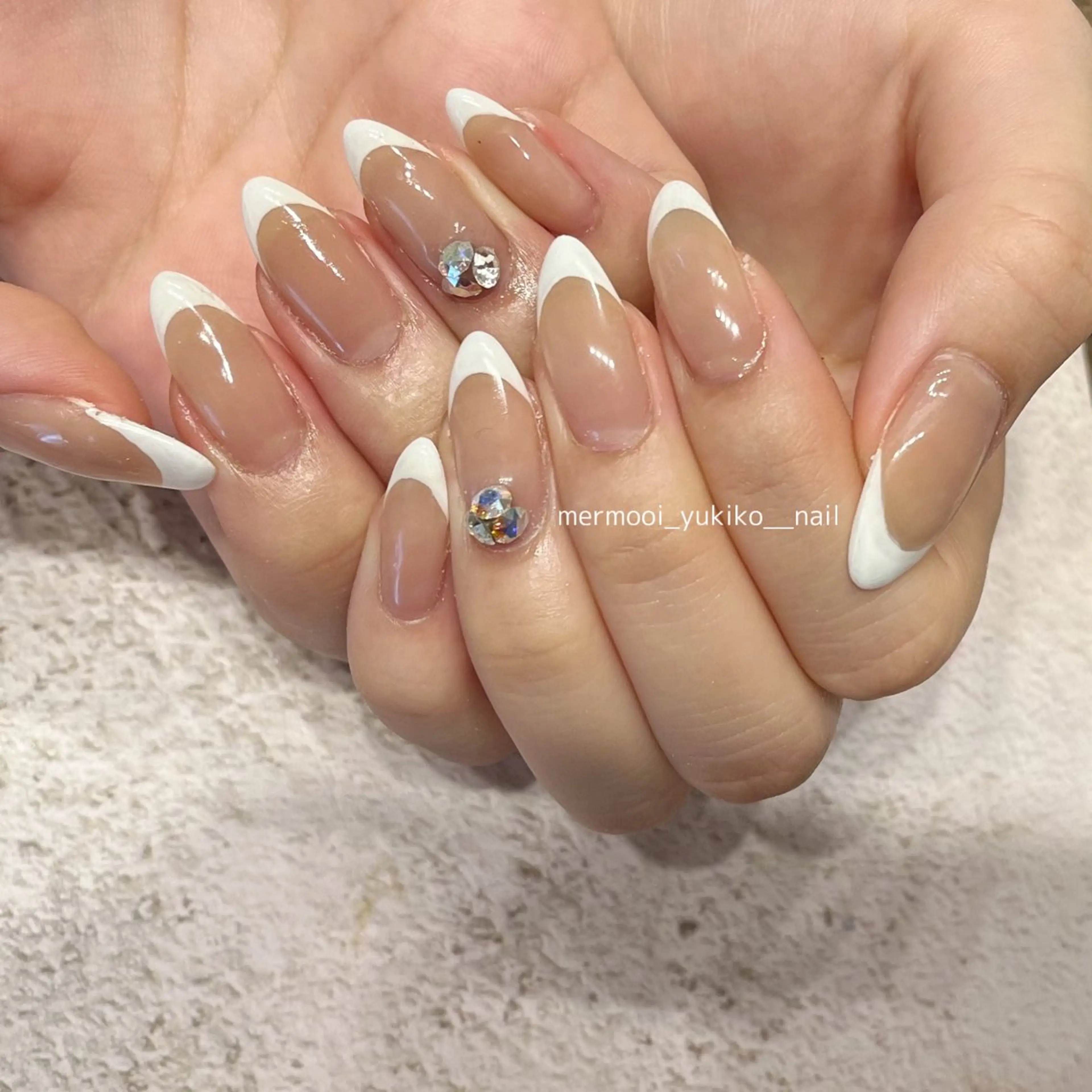 ネイル アートネイル フレンチネイル ジェルネイル 韓国ネイル ロングネイル ハンドネイル melumooi nailのネイルデザイン