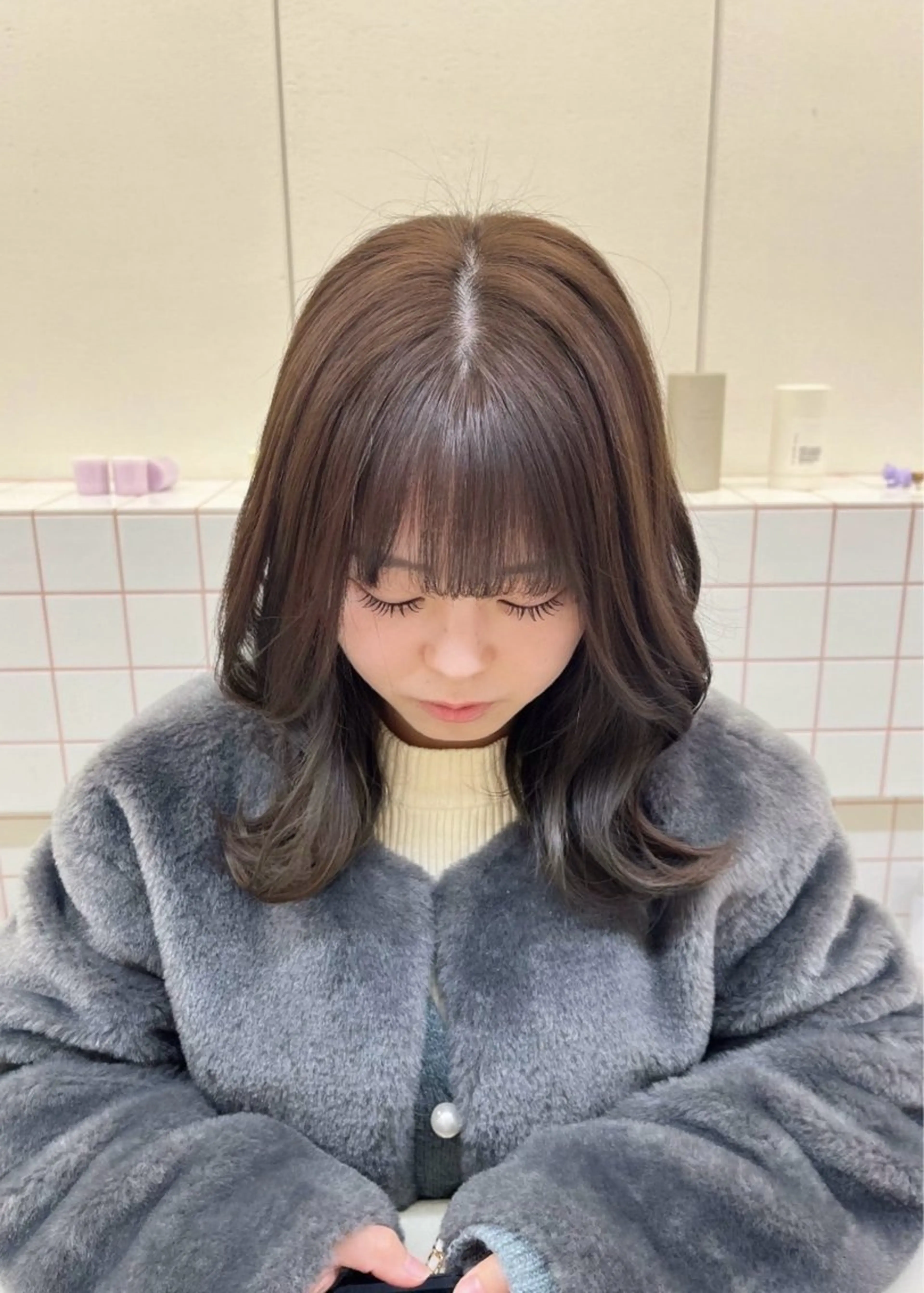 ミディアム カラー ヘアカラー トリートメント 🌼花屋併設🌼 木下奈々望のヘアスタイル