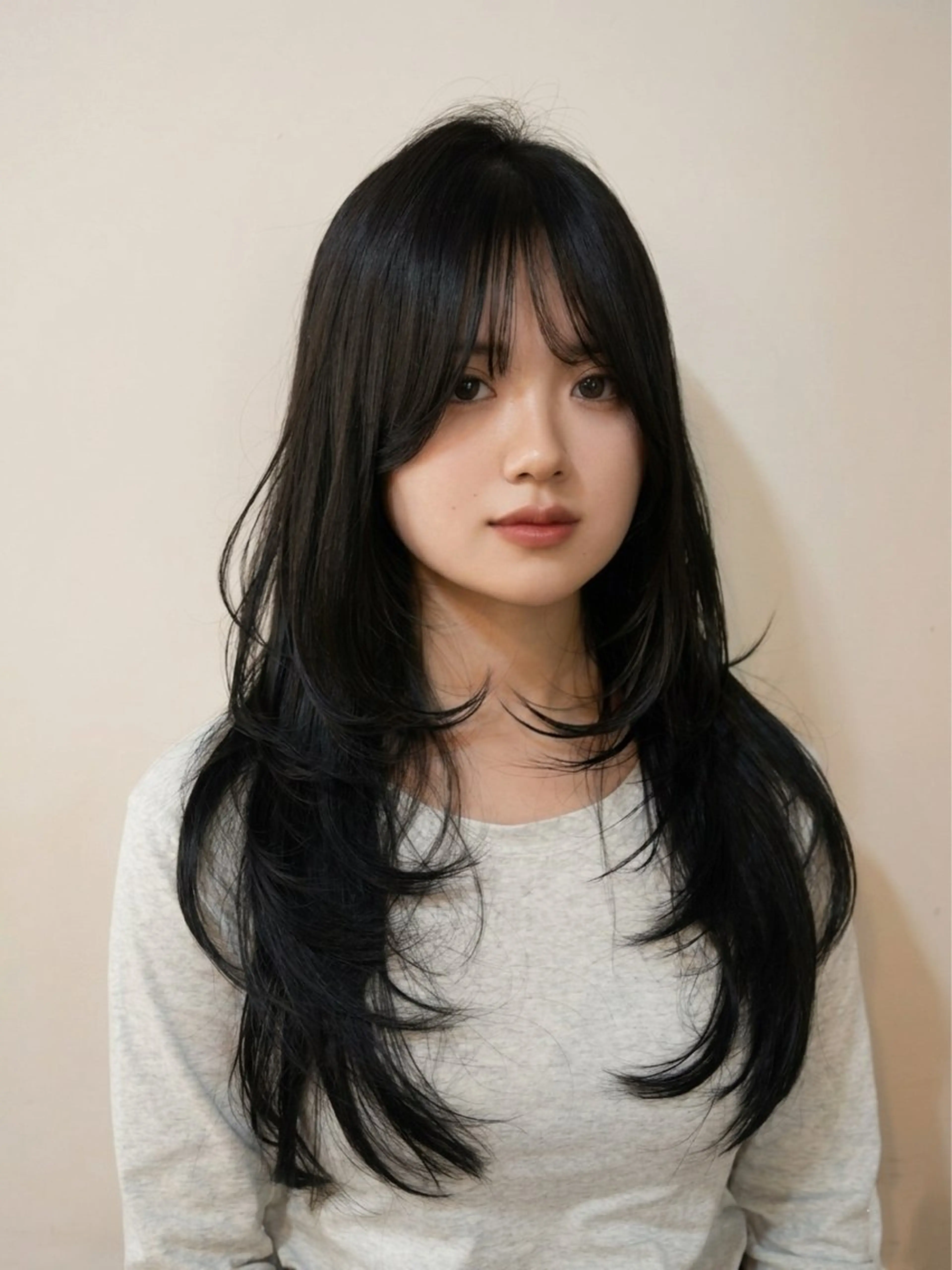 ロング カラー カット ヘアカラー ✂韓国レイヤー 🦋みやび🪽のヘアスタイル