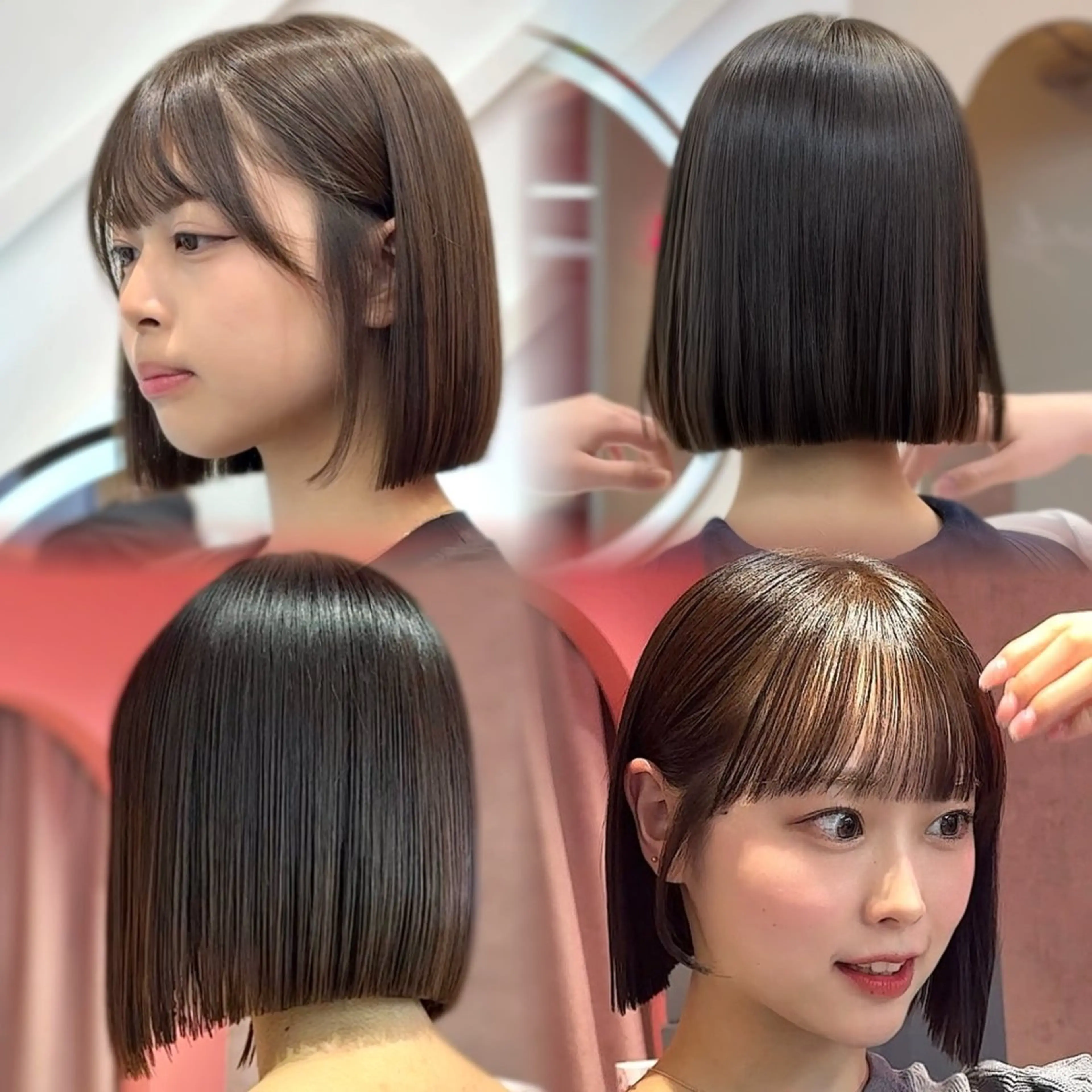 ミディアム カラー カット ヘアカラー 縮毛矯正 トリートメント 山崎/ボブ縮毛矯正 レイヤー髪質改善のヘアスタイル