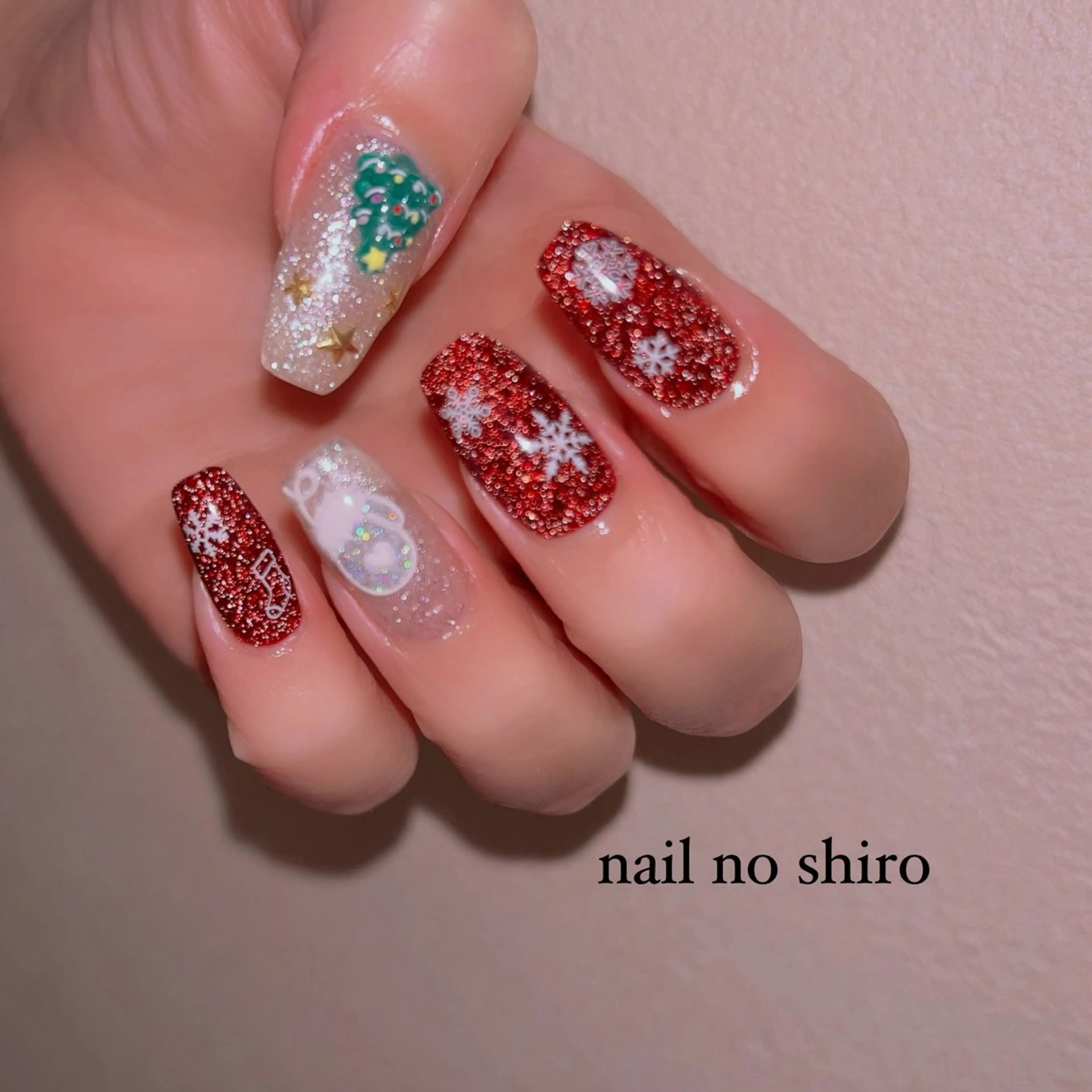 ネイル フラッシュネイル 冬ネイル クリスマス ハンドネイル nail no shiro/耳つぼのその他イメージ