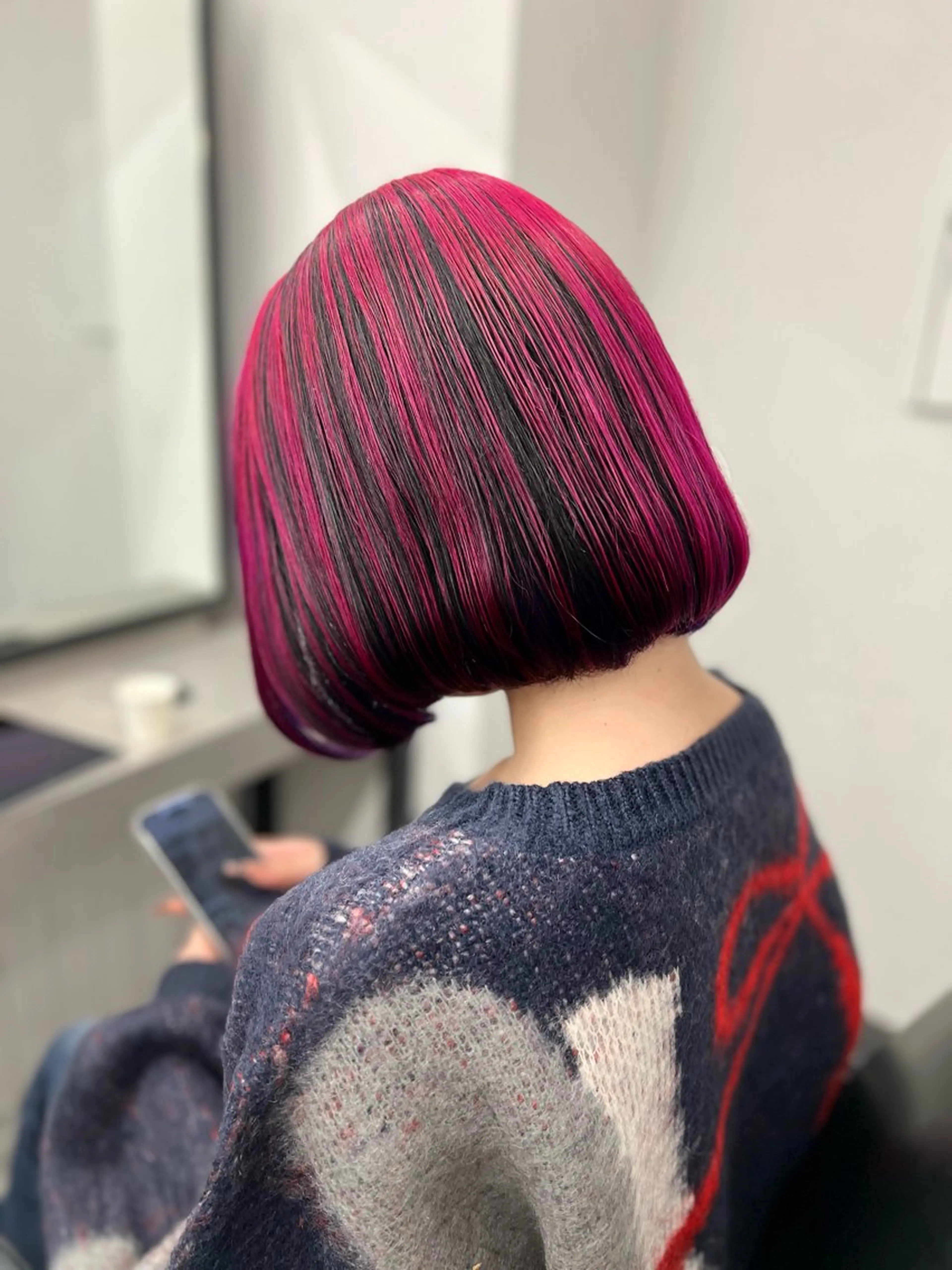 ミディアム カラー 黒髪 デザインカラー ピンクカラー バイオレットカラー カット ヘアカラー 透明感カラー特化🫧 ADLLA.栗原🦋のヘアスタイル
