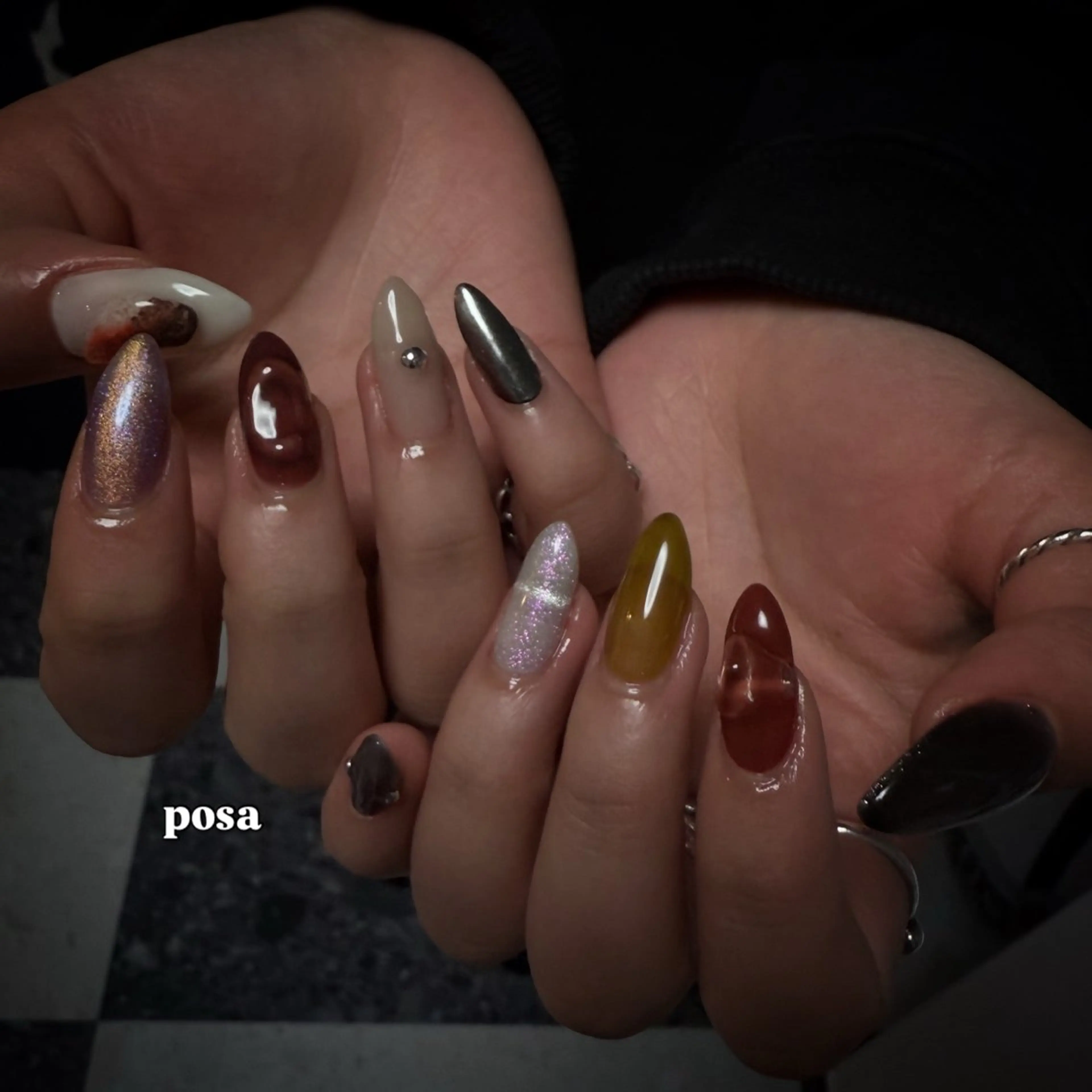 ネイル アートネイル ニュアンスネイル シンプルネイル ハンドネイル posa nail モエミのネイルデザイン