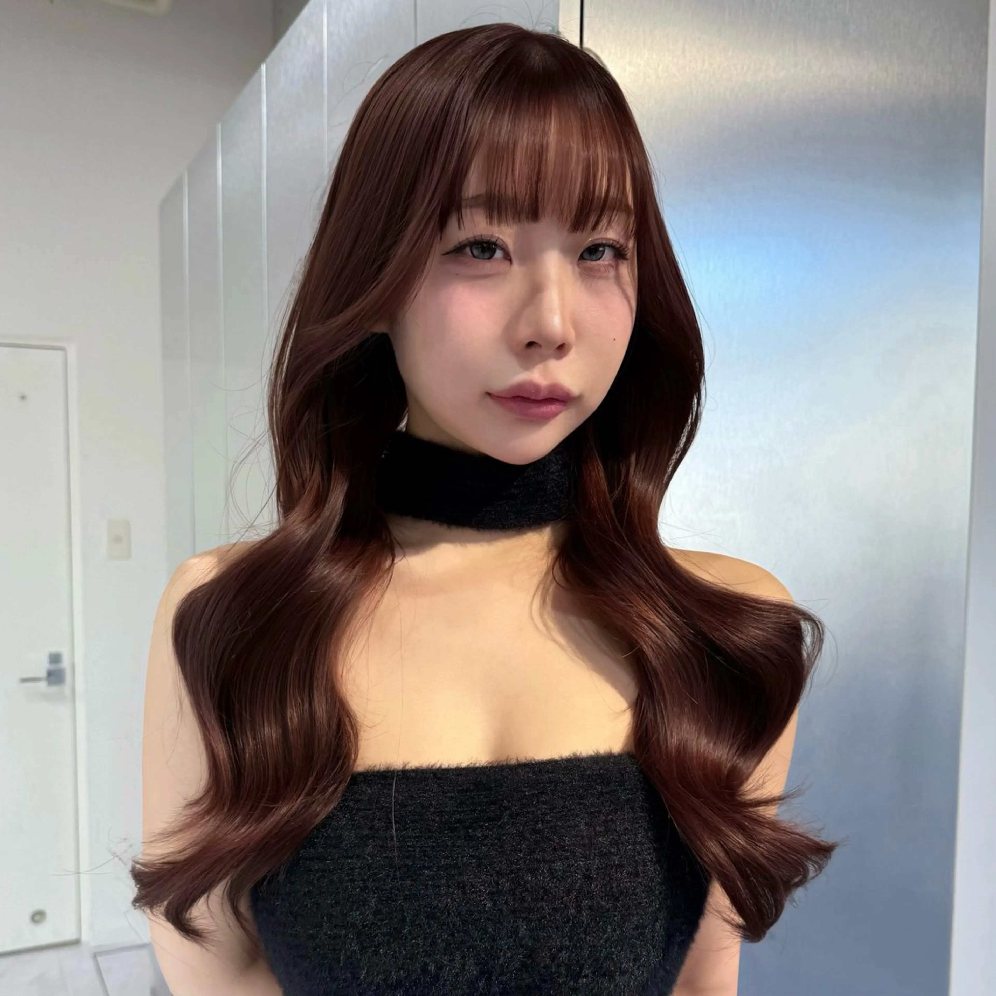 ロング ヘアカラー 鍋田/ 渋谷/ 縮毛矯正／レイヤーのヘアスタイル