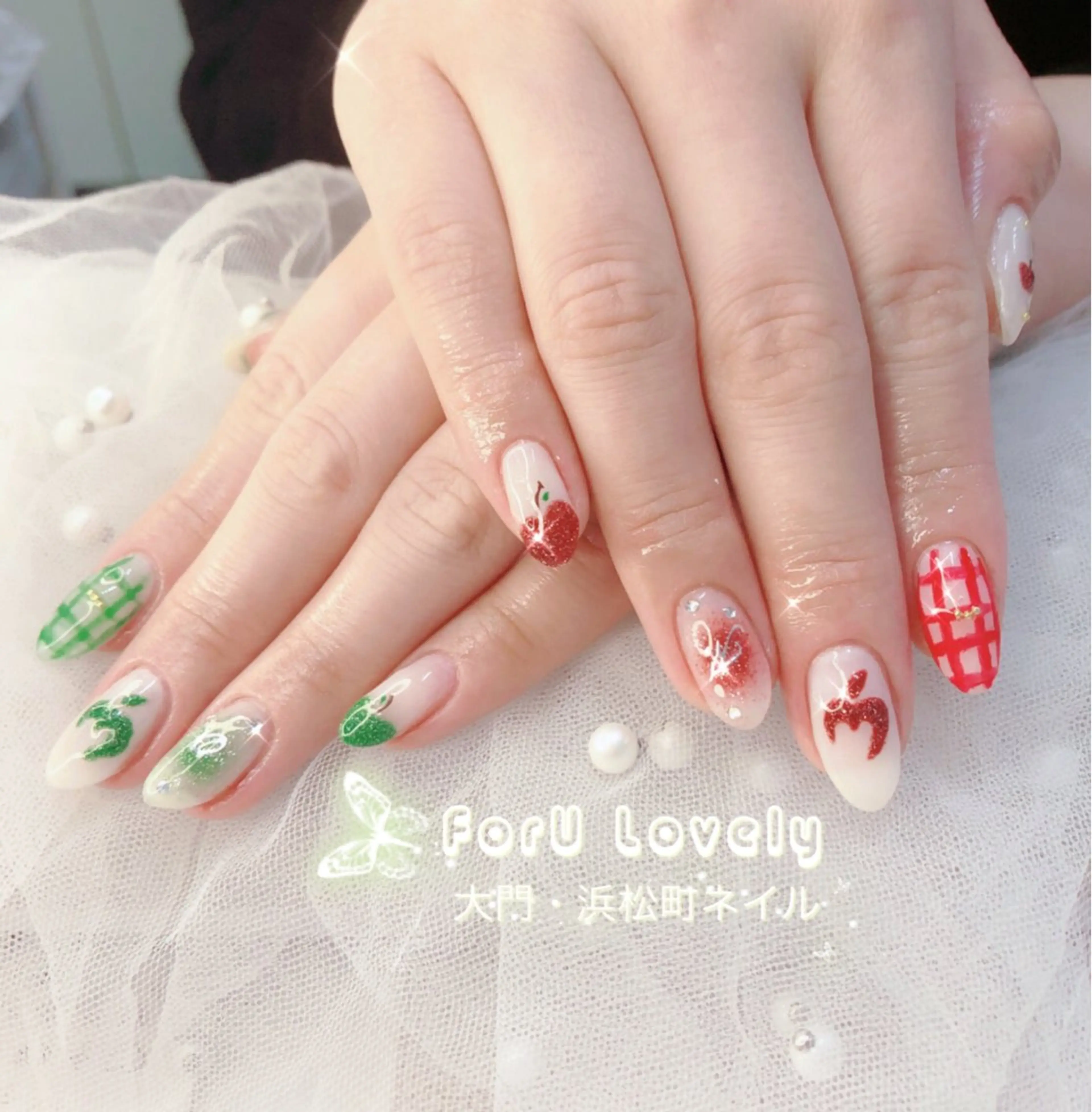 ネイル 桜ネイル フットネイル フレンチネイル ジェルネイル ラメ(グリッター) ハンドネイル ハンドケア 大門浜松町 ネイルのネイルデザイン
