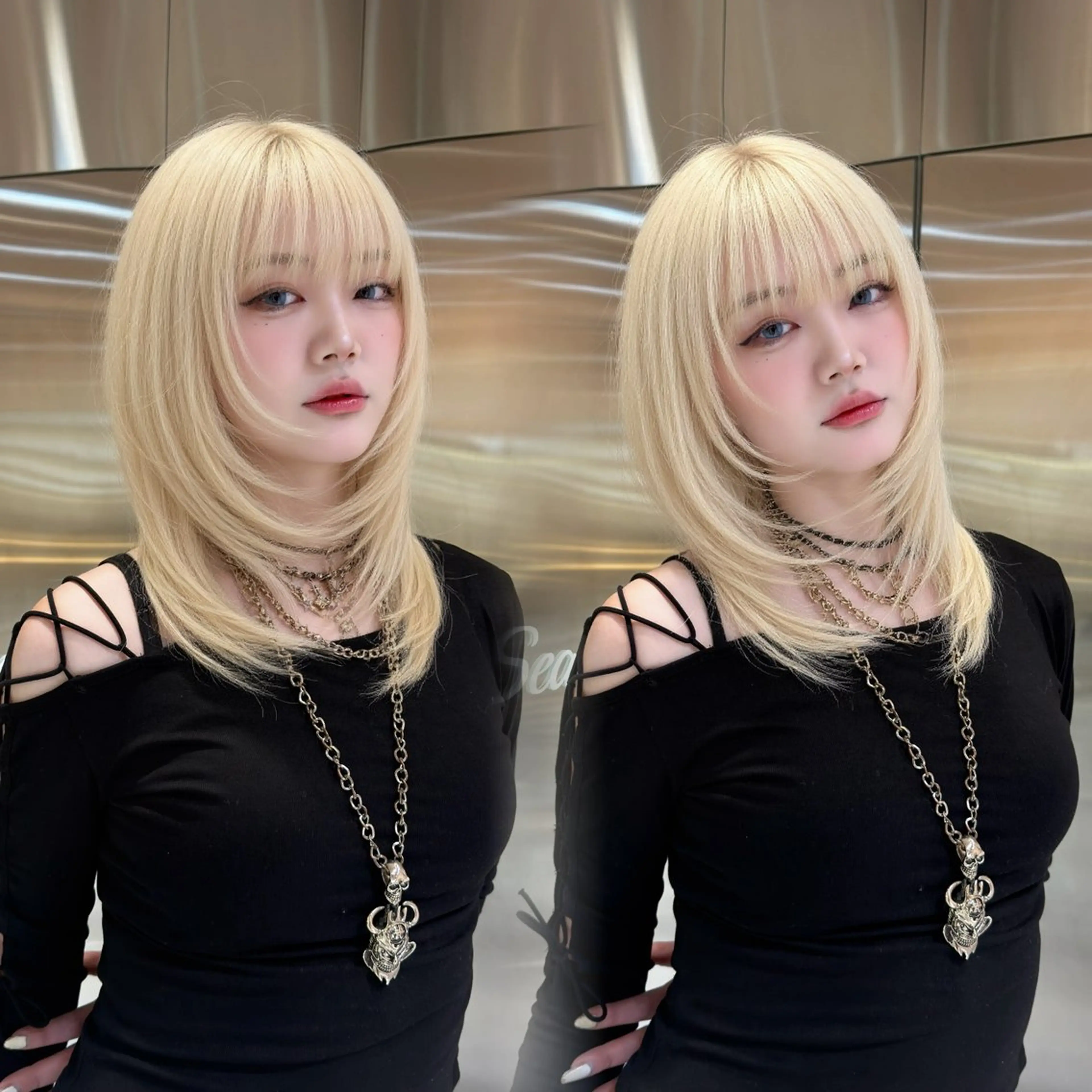 ミディアム トリートメント カット トリートメント 絶対垢抜けレイヤー/ 透明感カラーリョウヤのヘアスタイル