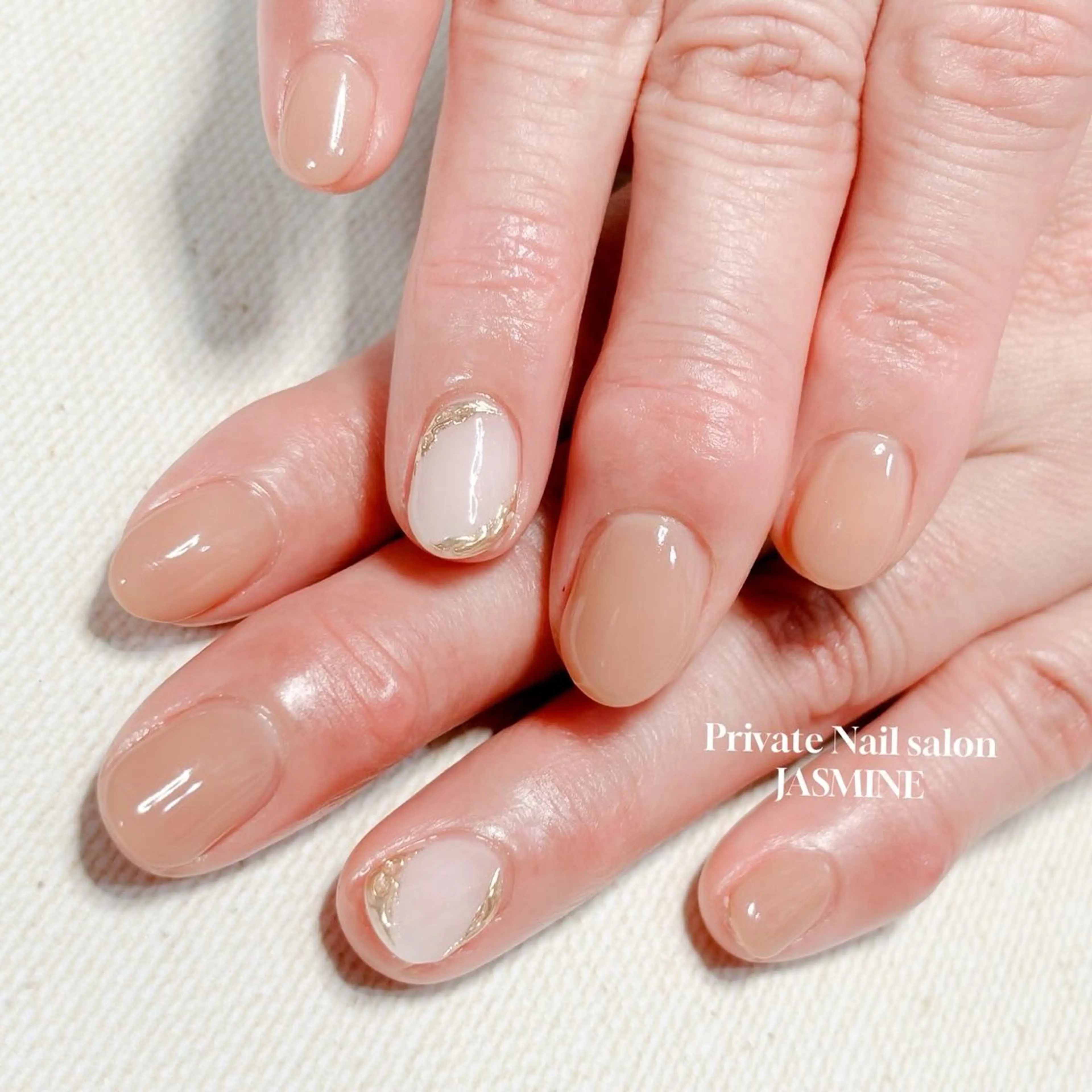 ネイル ブラウン ミラーネイル Nail salon JASMINEのネイルデザイン