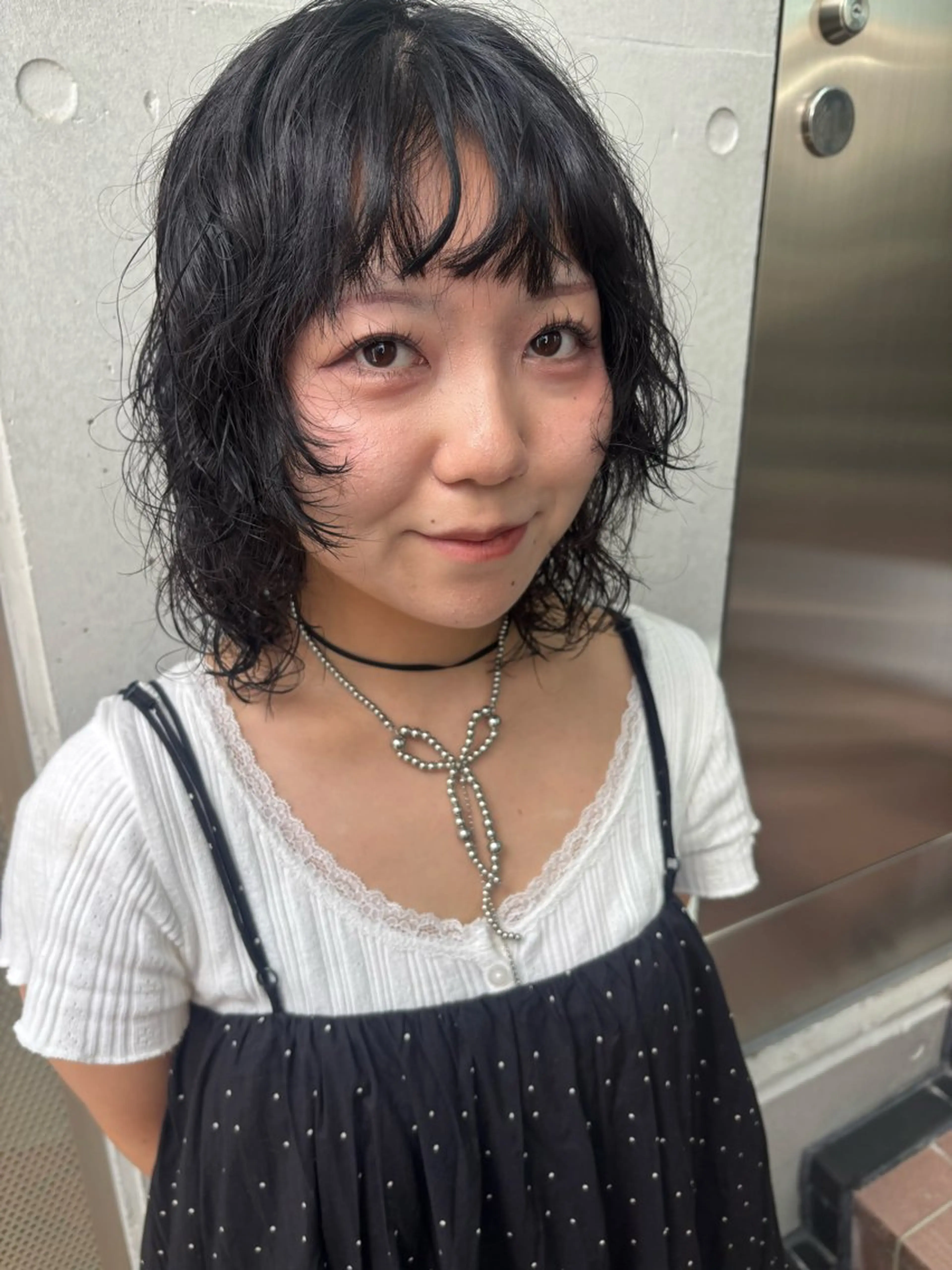 ミディアム パーマ カット パーマ しみず さくら🌸のヘアスタイル