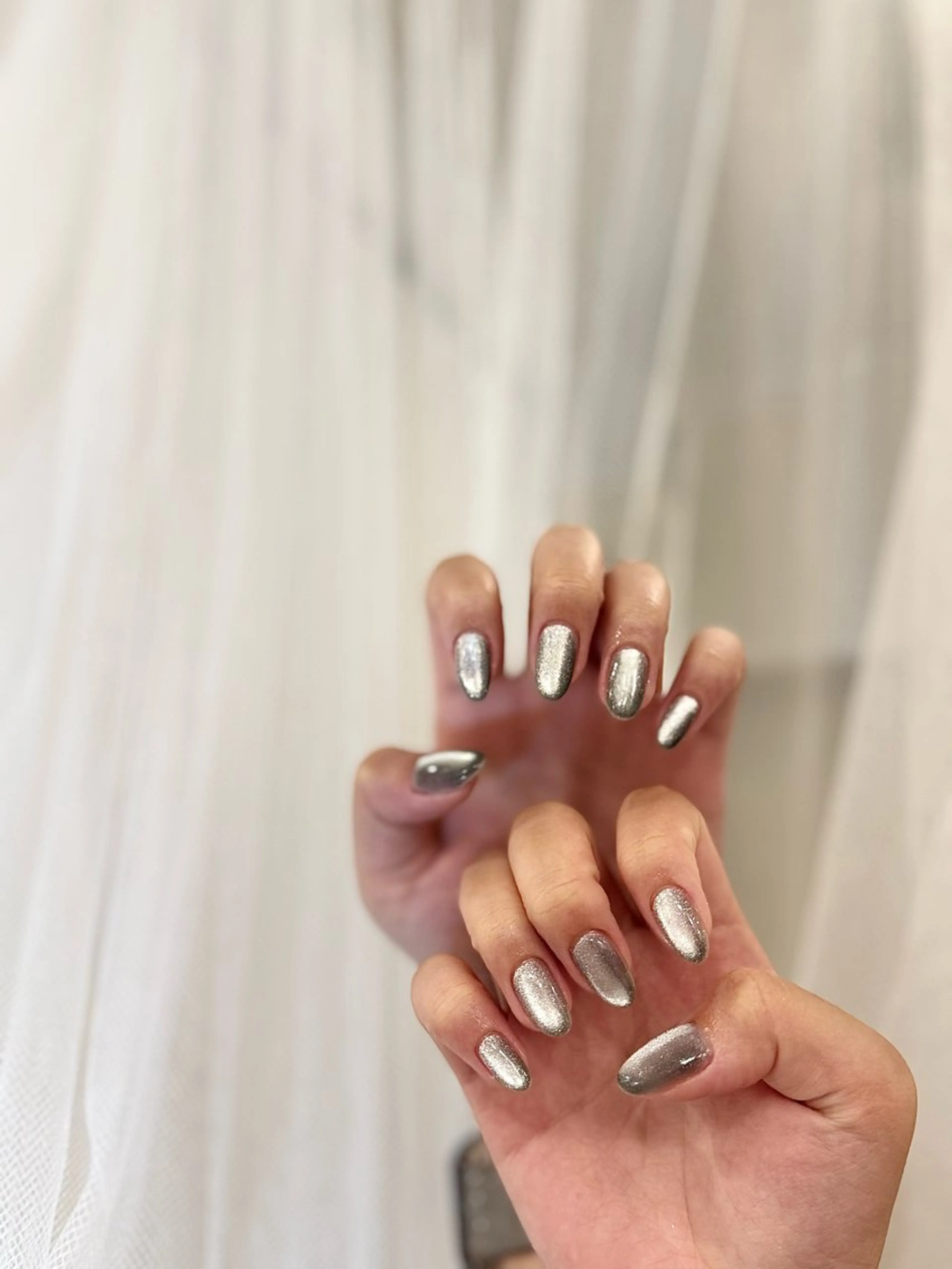 ネイル ジェルネイル マグネットネイル メンズネイル シルバー ハンドネイル MIMnail メンズネイリストのネイルデザイン