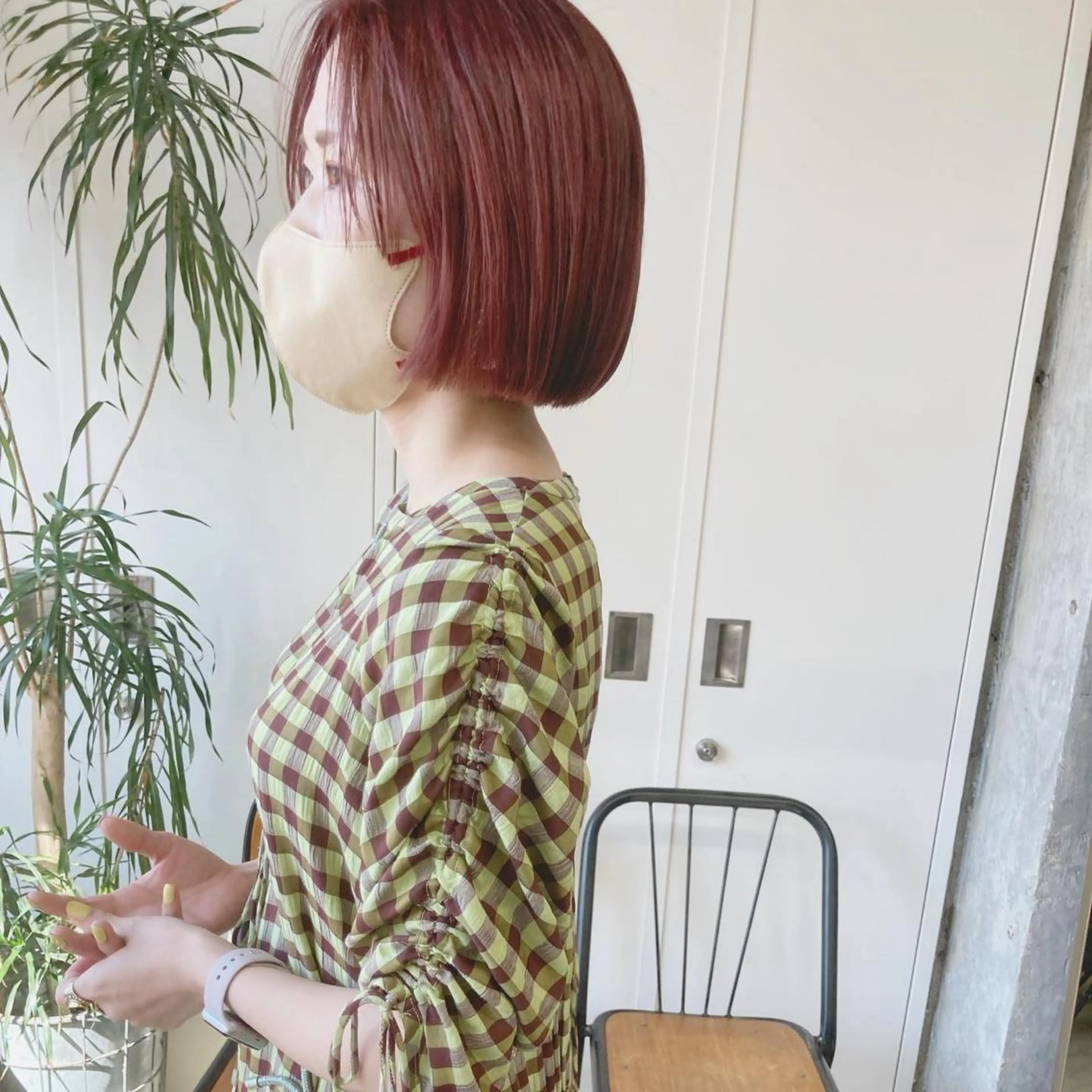 ミディアム カラー ブリーチ ピンクカラー カット ヘアカラー トリートメント 小木曽智美 /ボブ/ショートのヘアスタイル